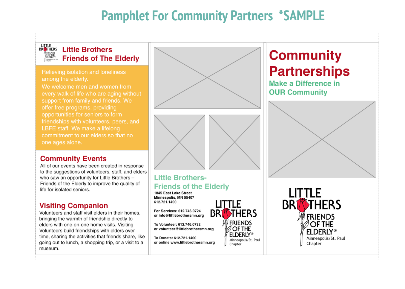 Exterior of a trifold flyer for partners