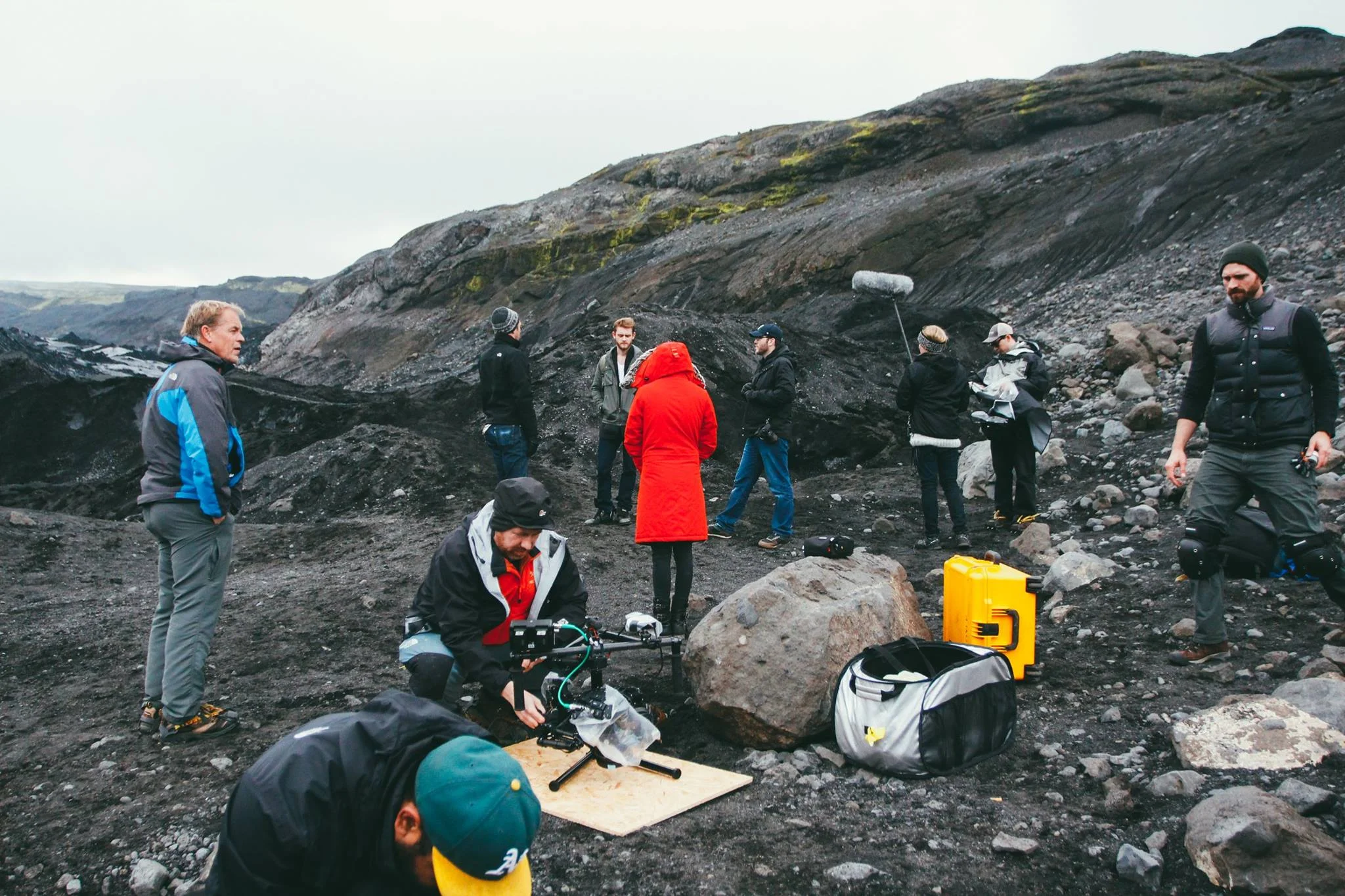 prepping for our shoot on top of the glacier