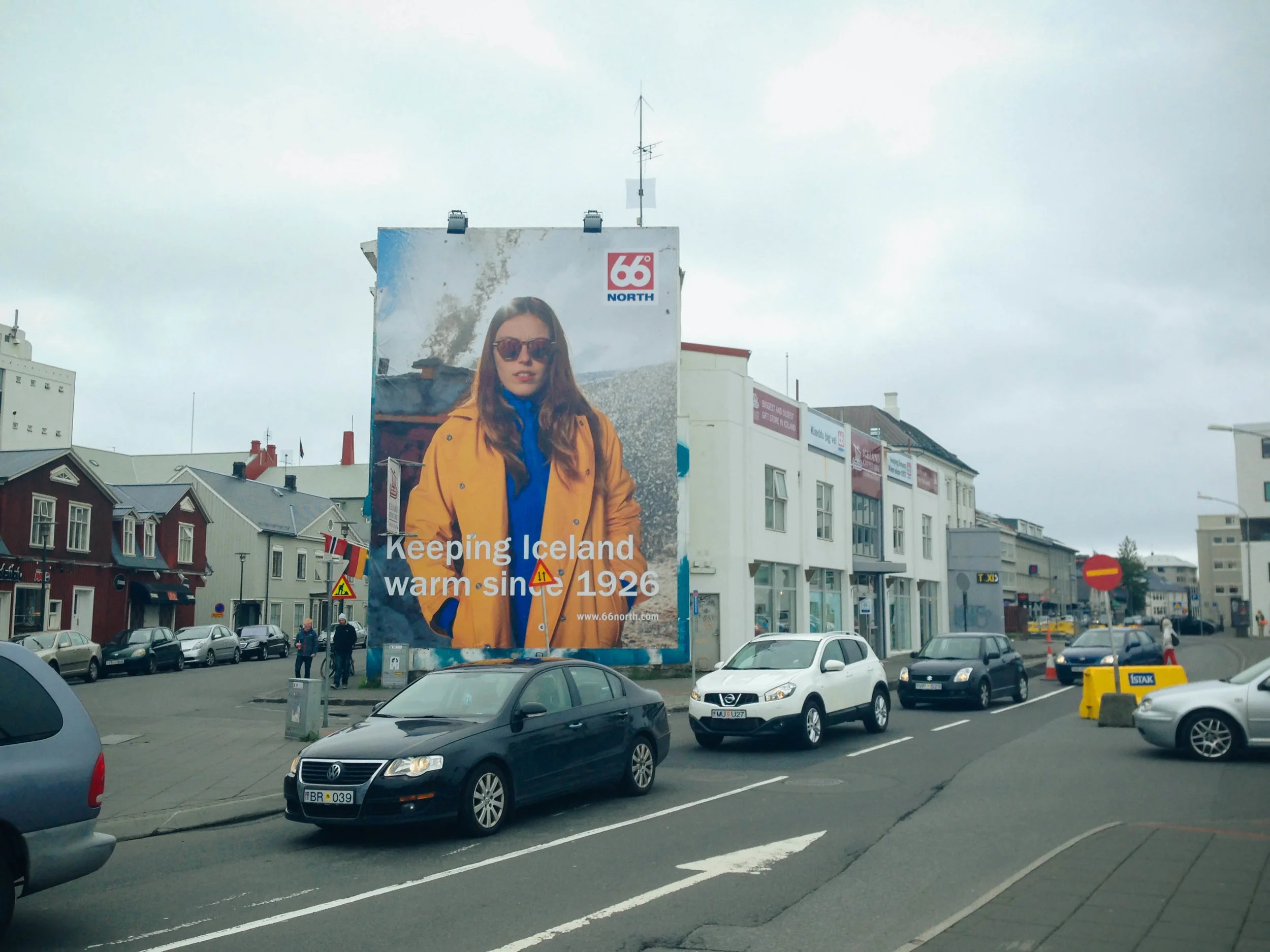 the ubiquitous 66° North billboards