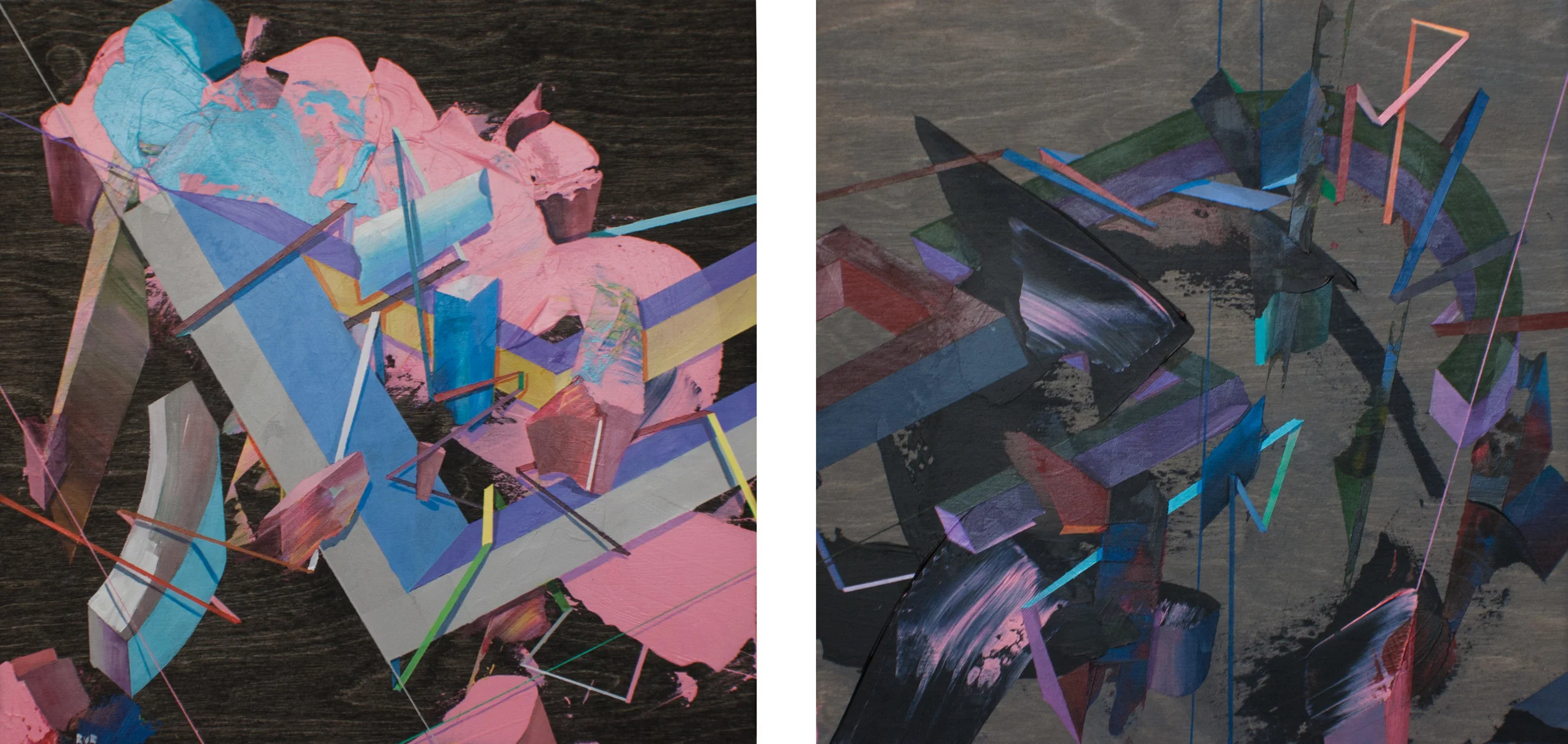 VECTOR 14"x14". ACRYLIC ON WOOD