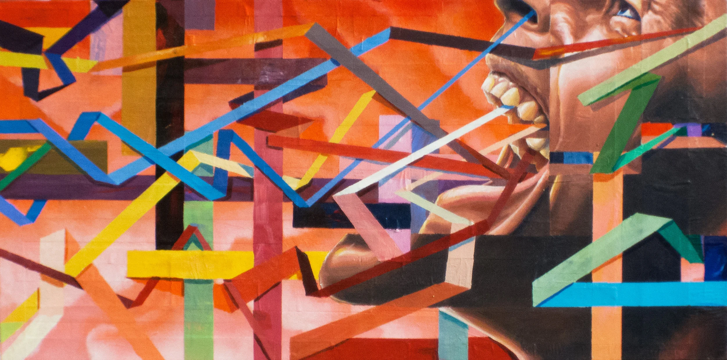 CAN YOU PICTURE WHAT WILL BE, SO LIMITLESS AND FREE (PHASE 1&amp;2): MOVEMENT 624"x12". ACRYLIC &amp; PAPER COLLAGE ON CANVAS