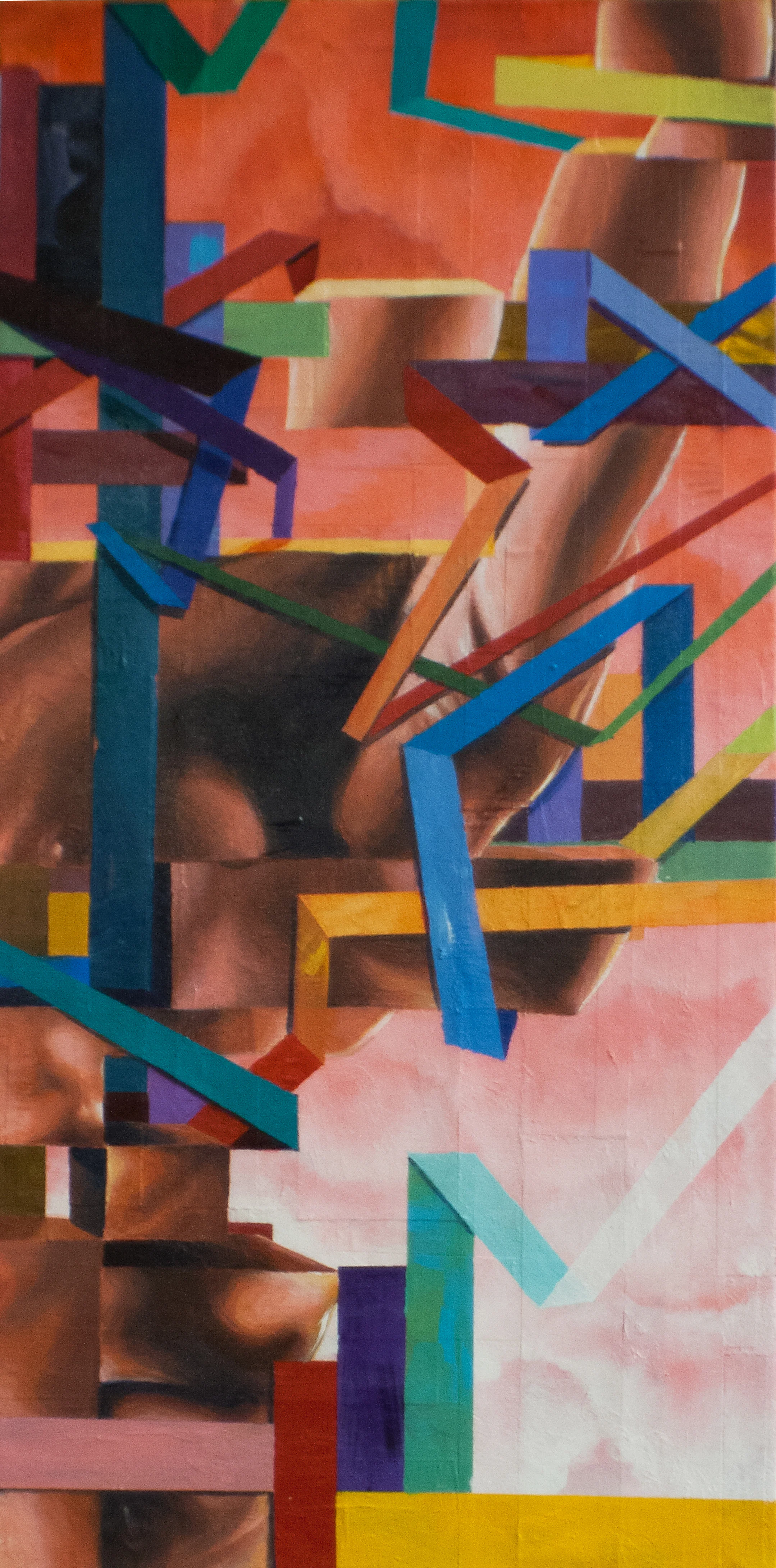 CAN YOU PICTURE WHAT WILL BE, SO LIMITLESS AND FREE (PHASE 1&2): MOVEMENT 3 12"x24". ACRYLIC & PAPER COLLAGE ON CANVAS