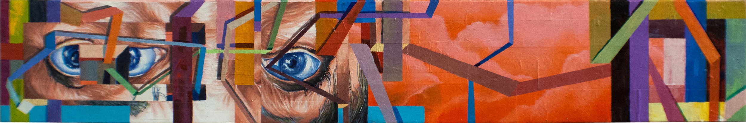 CAN YOU PICTURE WHAT WILL BE, SO LIMITLESS AND FREE (PHASE 1): MOVEMENT 436"x6". ACRYLIC &amp; PAPER COLLAGE ON CANVAS(SOLD)
