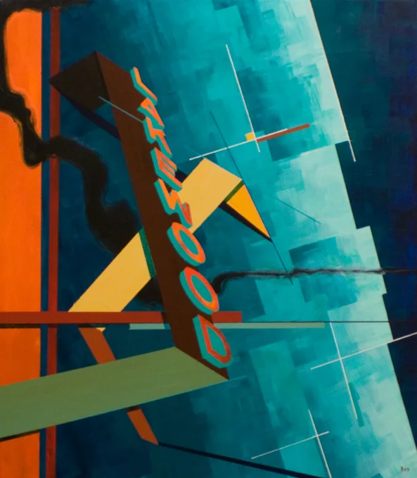 THE OVERLAPPING THEATRE 21"x24". ACRYLIC ON CANVAS (SOLD - COMMISSION)