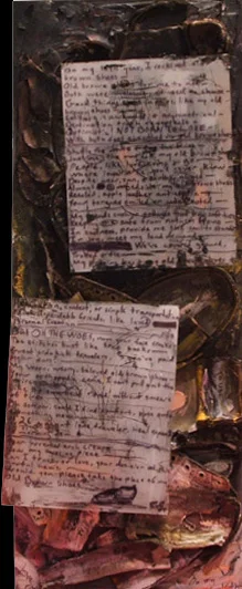 OLD BROWN SHOES27"x10". ACRYLIC, PLEXI, SHARPE &amp; OLD SHOES(SOLD - COMMISSION)POEM:ON MY 16th YEAR I RECEIVED OLD BROWN SHOESOLD BROWN SHOES FOR ME TO USE.THEY WERE BOTH WELCOME, NO NEED TO CHOOSE.GOOD THINGS COME IN PAIRS, LIKE MY OLD BROWN SHOE…