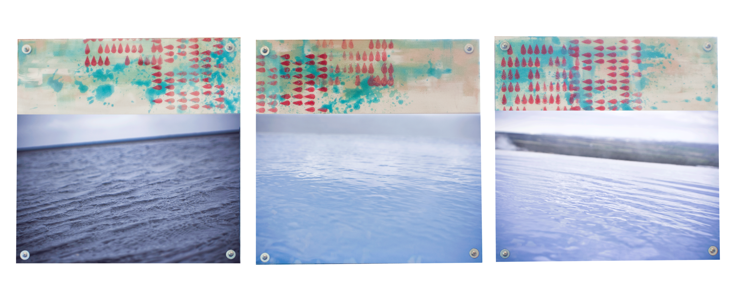 VATN 13.5" x40.5" ACRYLIC PAINT, PAPER COLLAGE, PHOTOGRAPHY & PLEXI ON WOOD (SOLD)