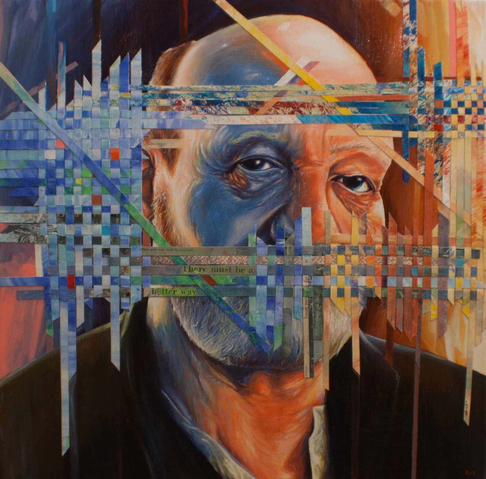 HE SAW THROUGH THE INTERFERENCE {PAPER WEAVE COLLAGE OVERLAY BY LAUREN VON ROSENBERG} (SOLD)