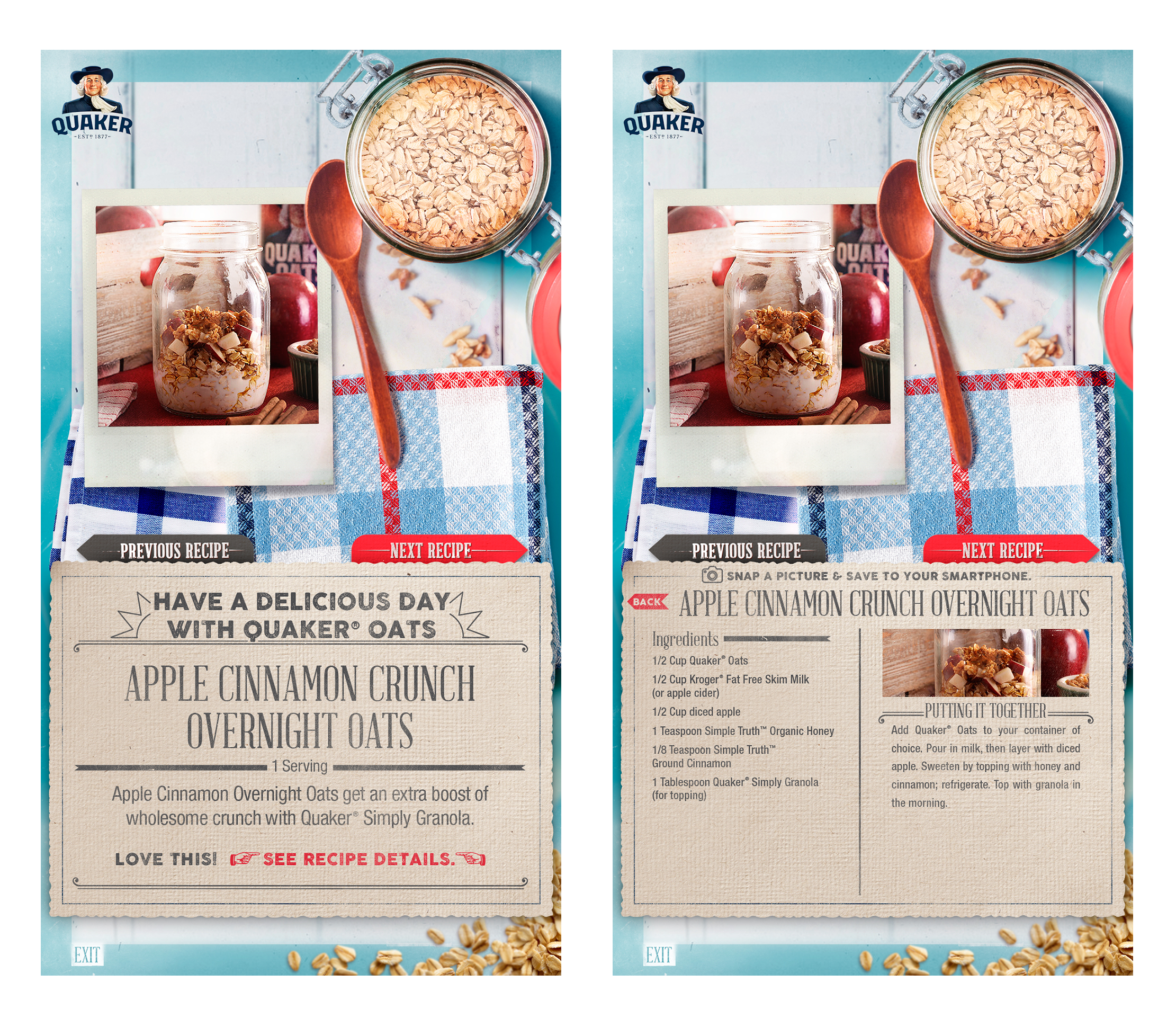 EYE Q EXPERIENCE RECIPE RESULTS TOUCH SCREENS
