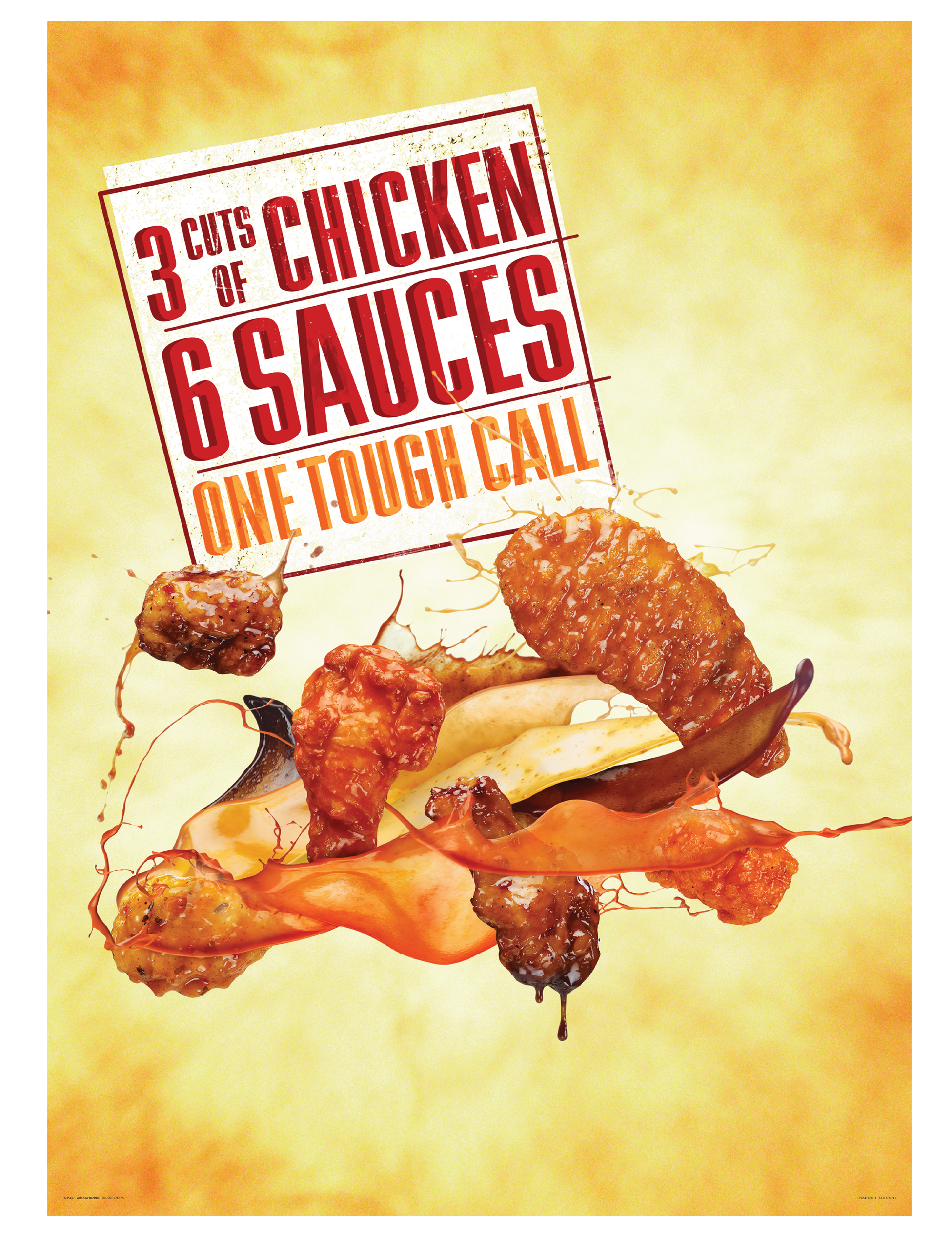 CHICKEN TENDERS, AND DIPPING SAUCES PROMOTIONAL WINDOW POSTER (CONCEPT)