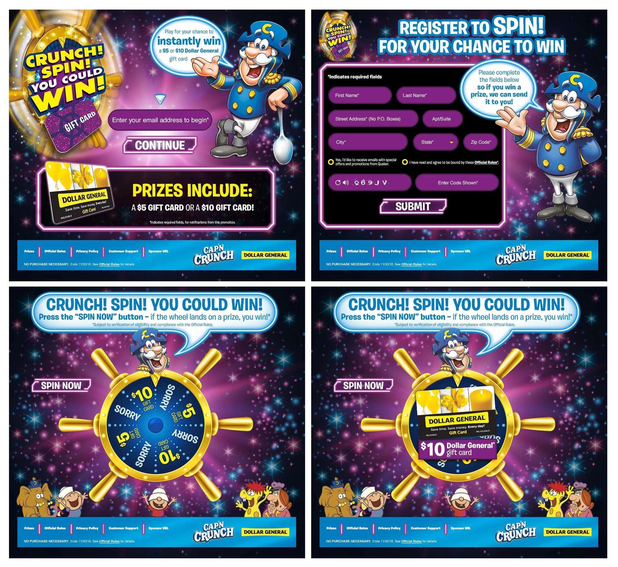 CAP'N CRUNCH SPIN TO WIN DESKTOP MICROSITE