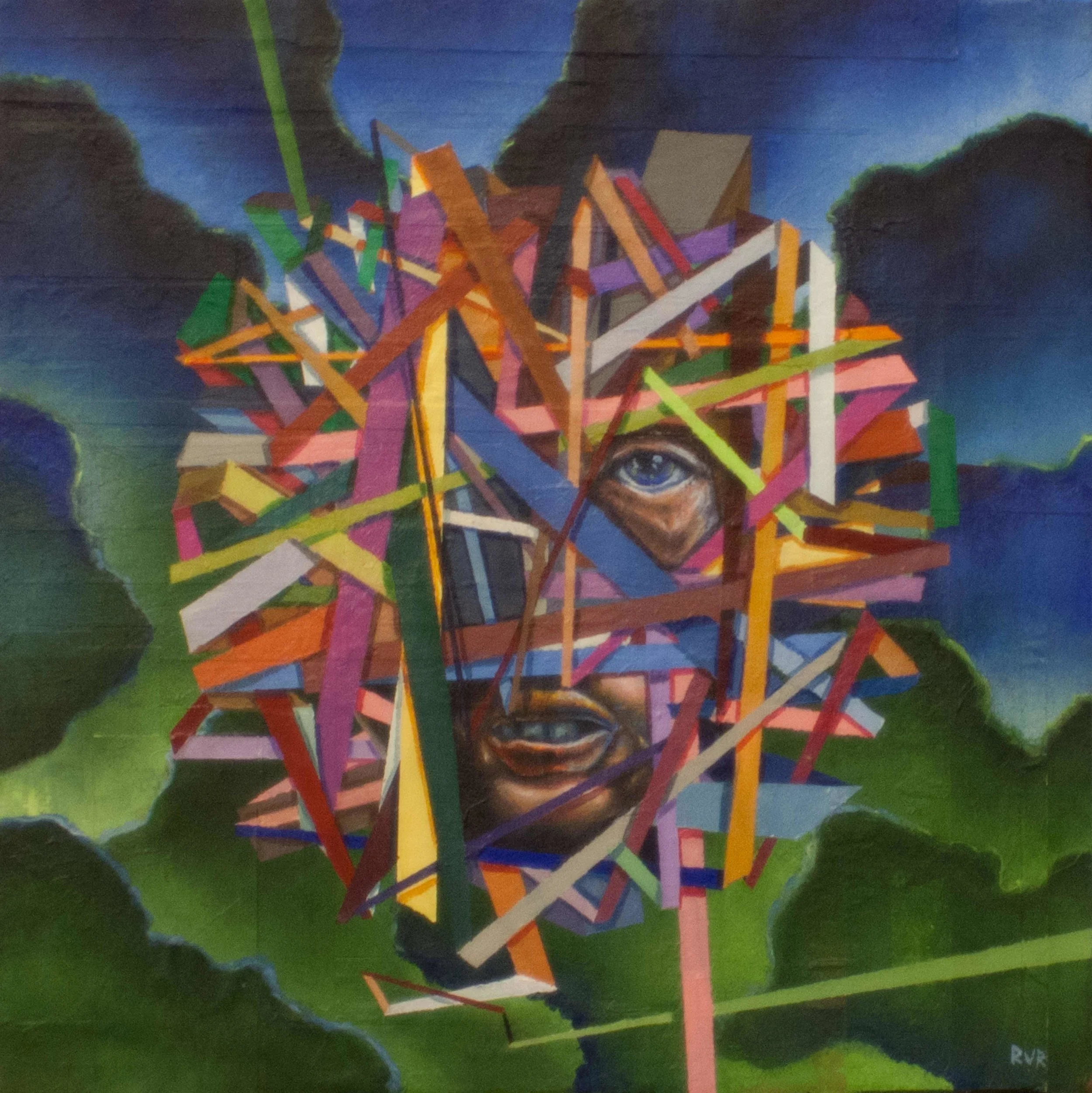 THIS TIME, I'M GOING TO KEEP ME ALL TO MYSELF12"x12". ACRYLIC &amp; PAPER COLLAGE ON CANVAS