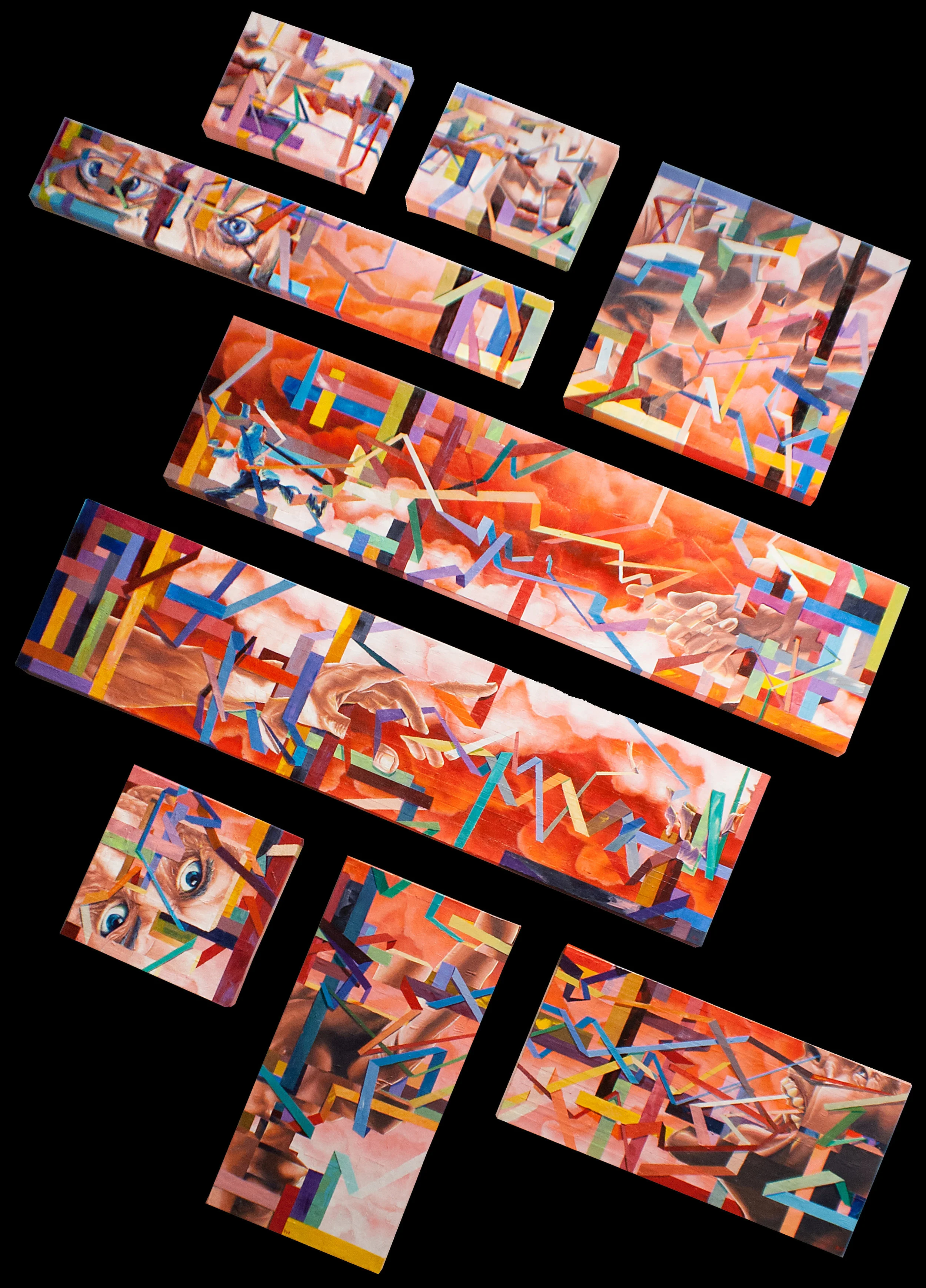 CAN YOU PICTURE WHAT WILL BE, SO LIMITLESS AND FREE (PHASE 1) 5'x7'. ACRYLIC & PAPER COLLAGE ON CANVAS