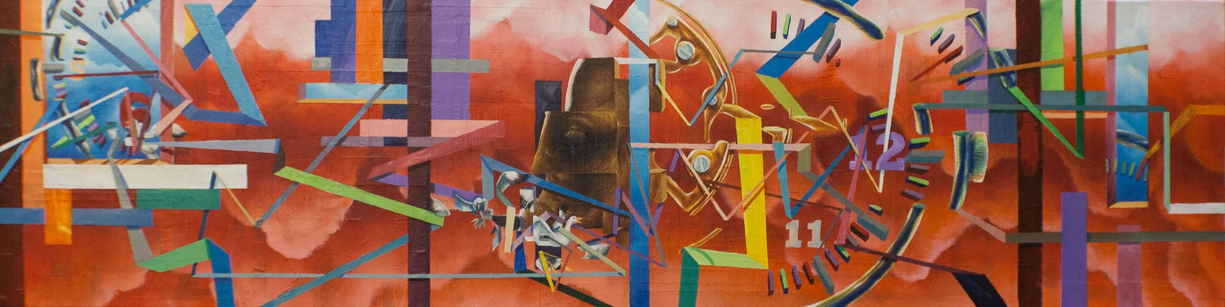 CAN YOU PICTURE WHAT WILL BE, SO LIMITLESS AND FREE (PHASE 2): MOVEMENT 1048"x12". ACRYLIC &amp; PAPER COLLAGE ON CANVAS