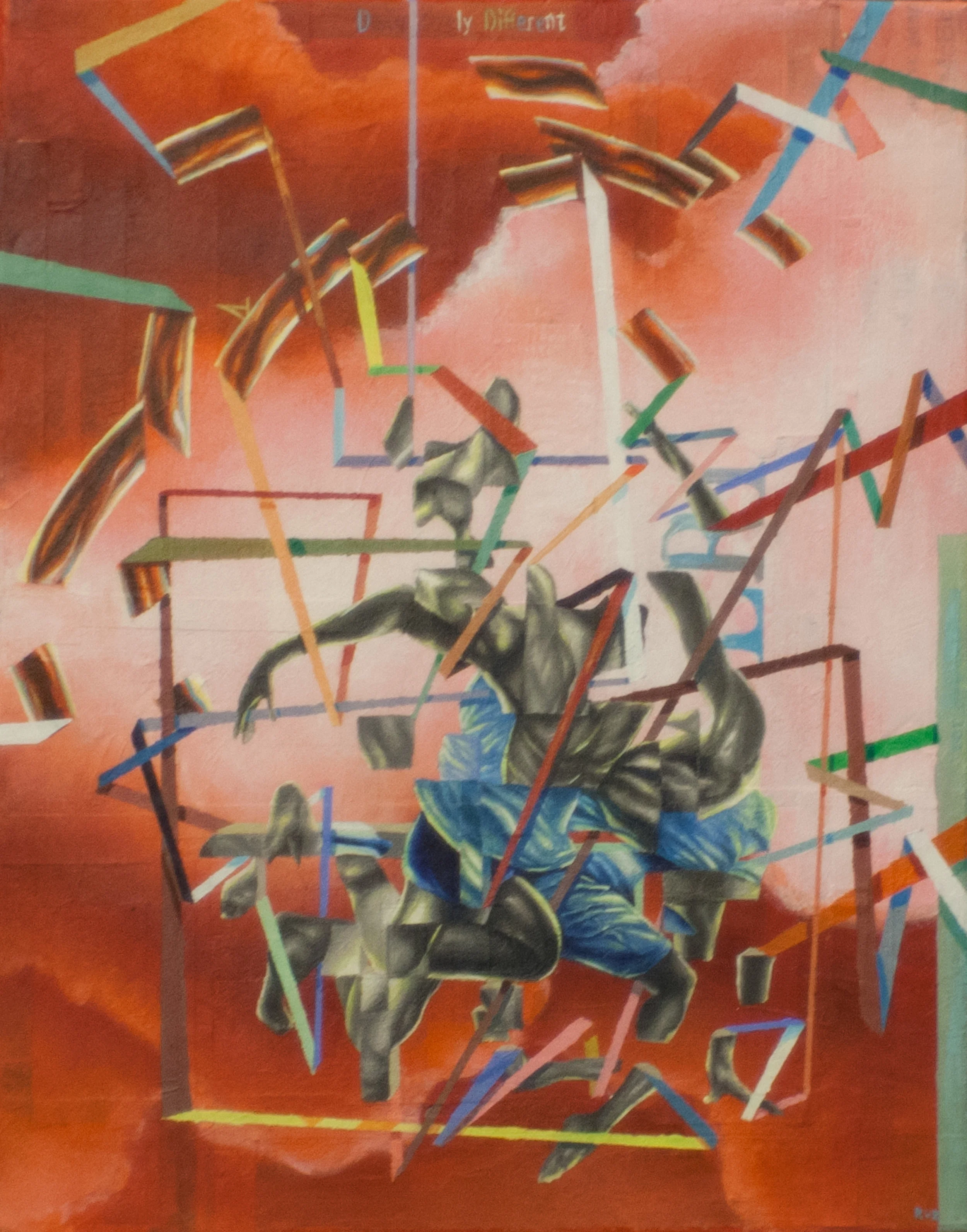 CAN YOU PICTURE WHAT WILL BE, SO LIMITLESS AND FREE (PHASE 2): MOVEMENT 1411"x14". ACRYLIC &amp; PAPER COLLAGE ON CANVAS