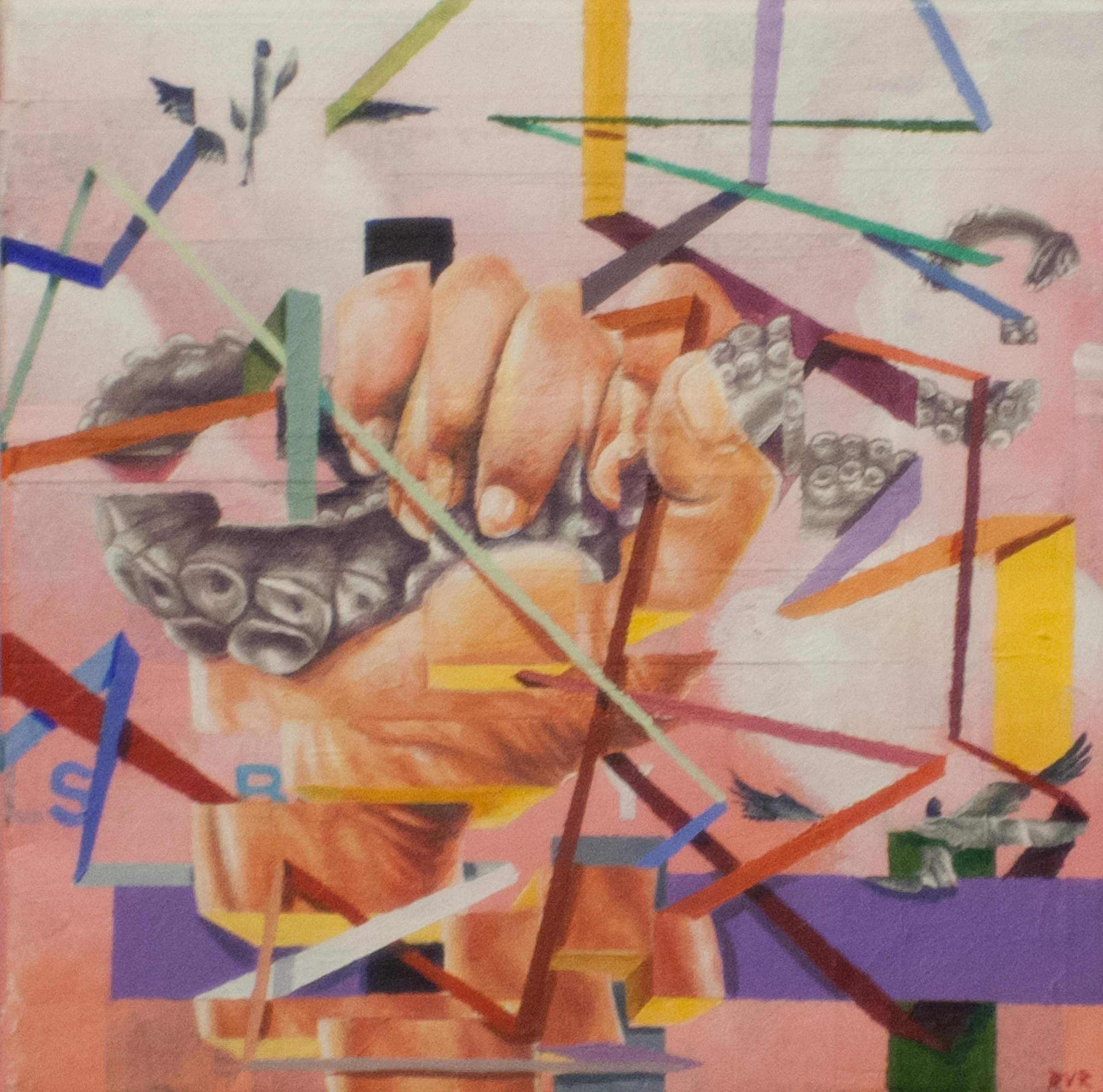 CAN YOU PICTURE WHAT WILL BE, SO LIMITLESS AND FREE (PHASE 2): MOVEMENT 178"x8". ACRYLIC &amp; PAPER COLLAGE ON CANVAS