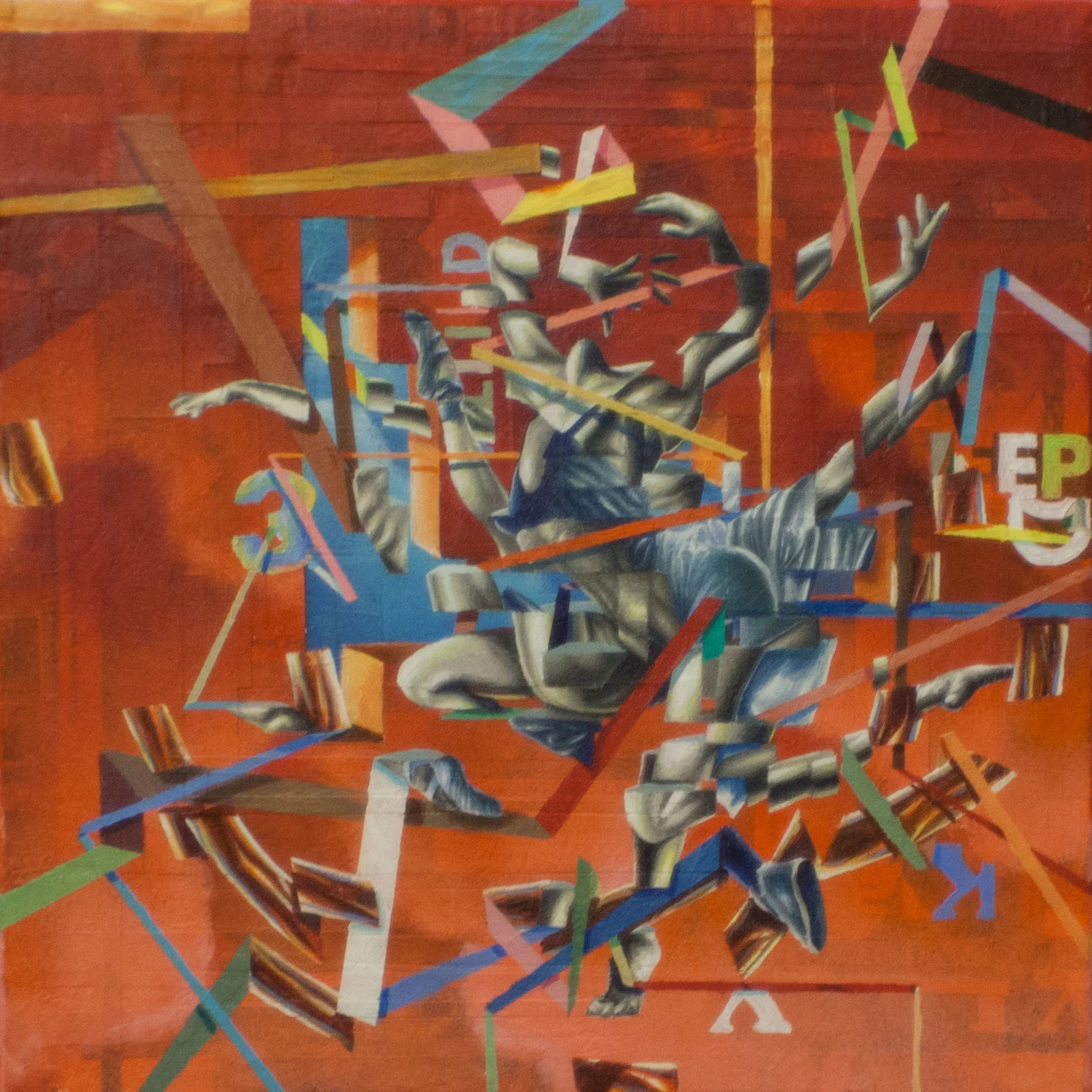 CAN YOU PICTURE WHAT WILL BE, SO LIMITLESS AND FREE (PHASE 2): MOVEMENT 2012"x12". ACRYLIC &amp; PAPER COLLAGE ON CANVAS