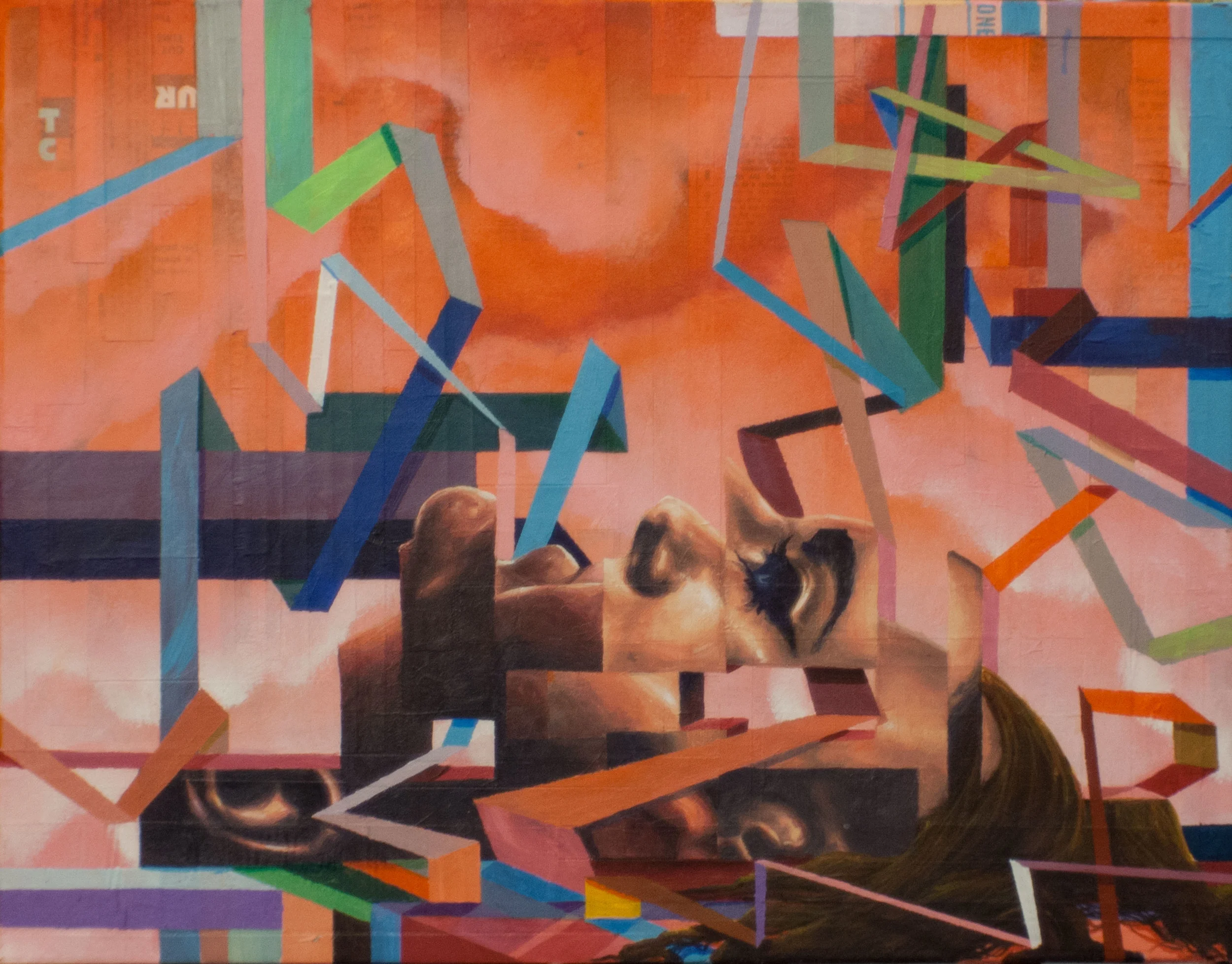 CAN YOU PICTURE WHAT WILL BE, SO LIMITLESS AND FREE (PHASE 2): MOVEMENT 2248"x12". ACRYLIC &amp; PAPER COLLAGE ON CANVAS