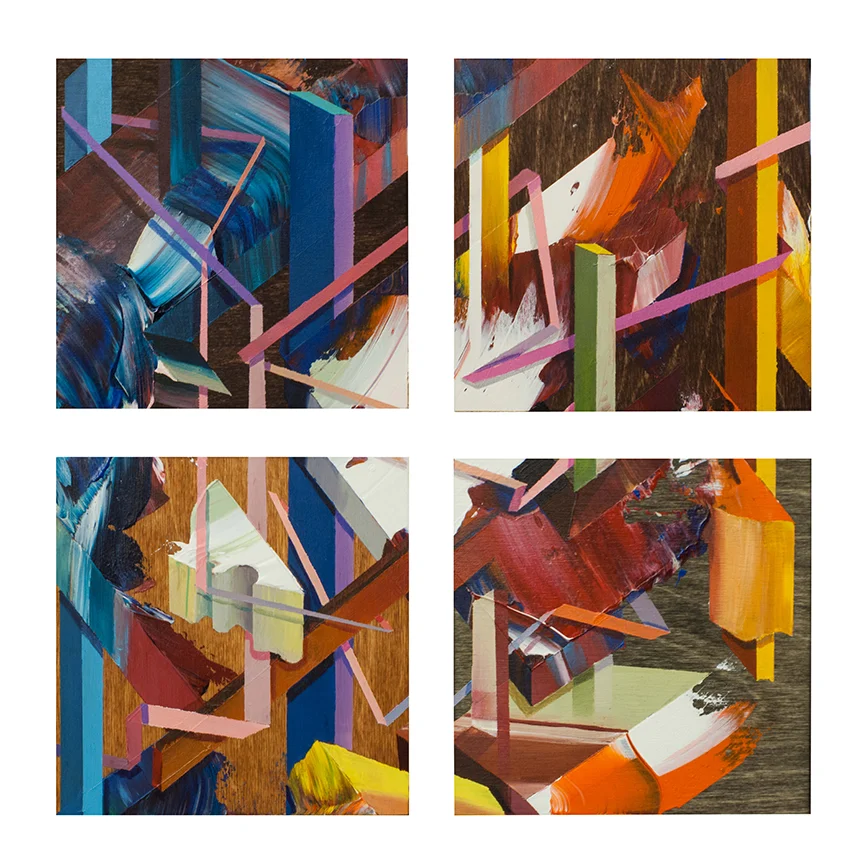 AN INTERSECTION 12"x12". ACRYLIC ON WOOD (SOLD)