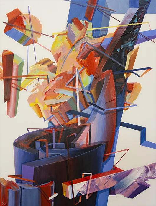 DESCENDING STAIRCASE 18"x24". ACRYLIC ON GESSO BOARD