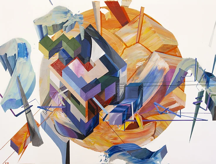 THE CUBE 24"x16". ACRYLIC ON GESSO BOARD