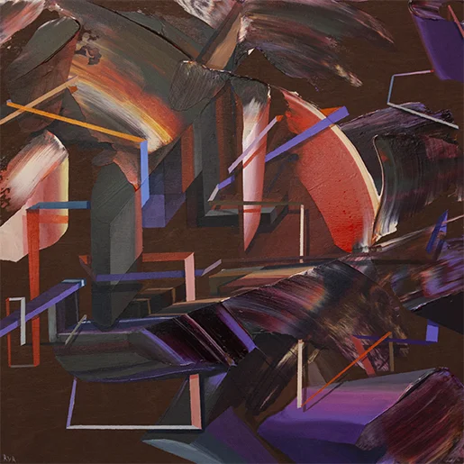 THE RED WATERFALL 18"x18". ACRYLIC ON WOOD