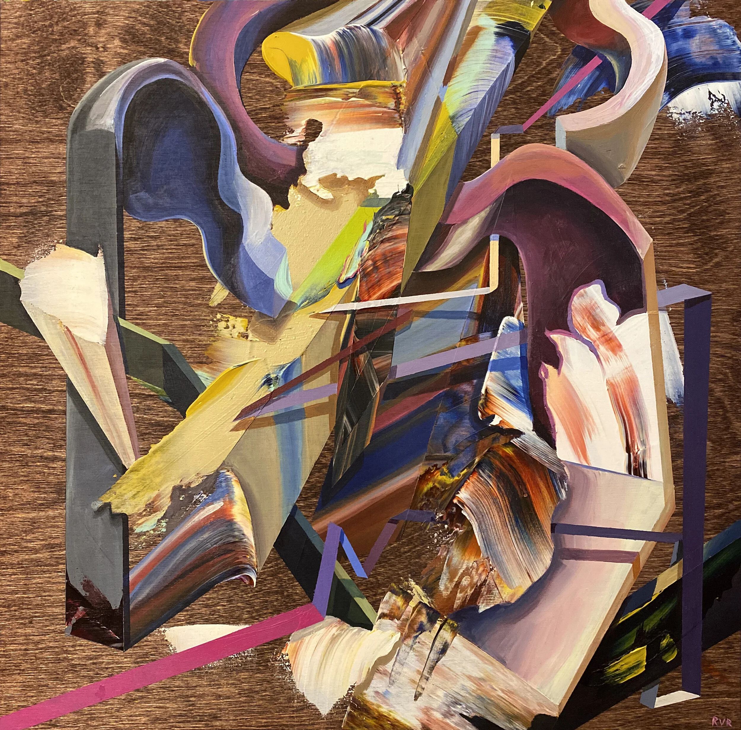 IRON LUNG 18"x18". ACRYLIC ON WOOD