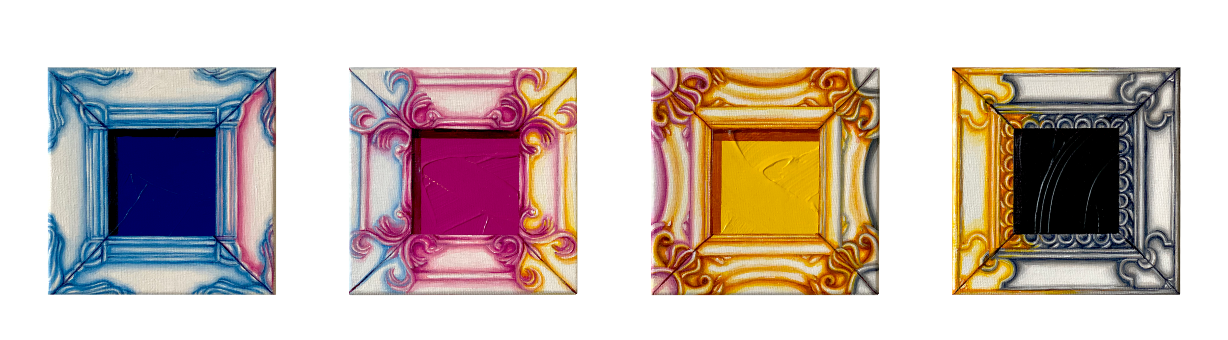 FRAMED CMYK 5” x 5” (POLYPTYCH) ACRYLIC ON CANVAS