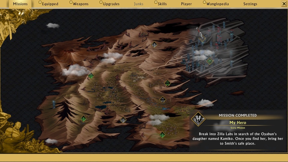 Not all areas are here, but this is how the map is set up, with new areas unlocking after each main and side quest.