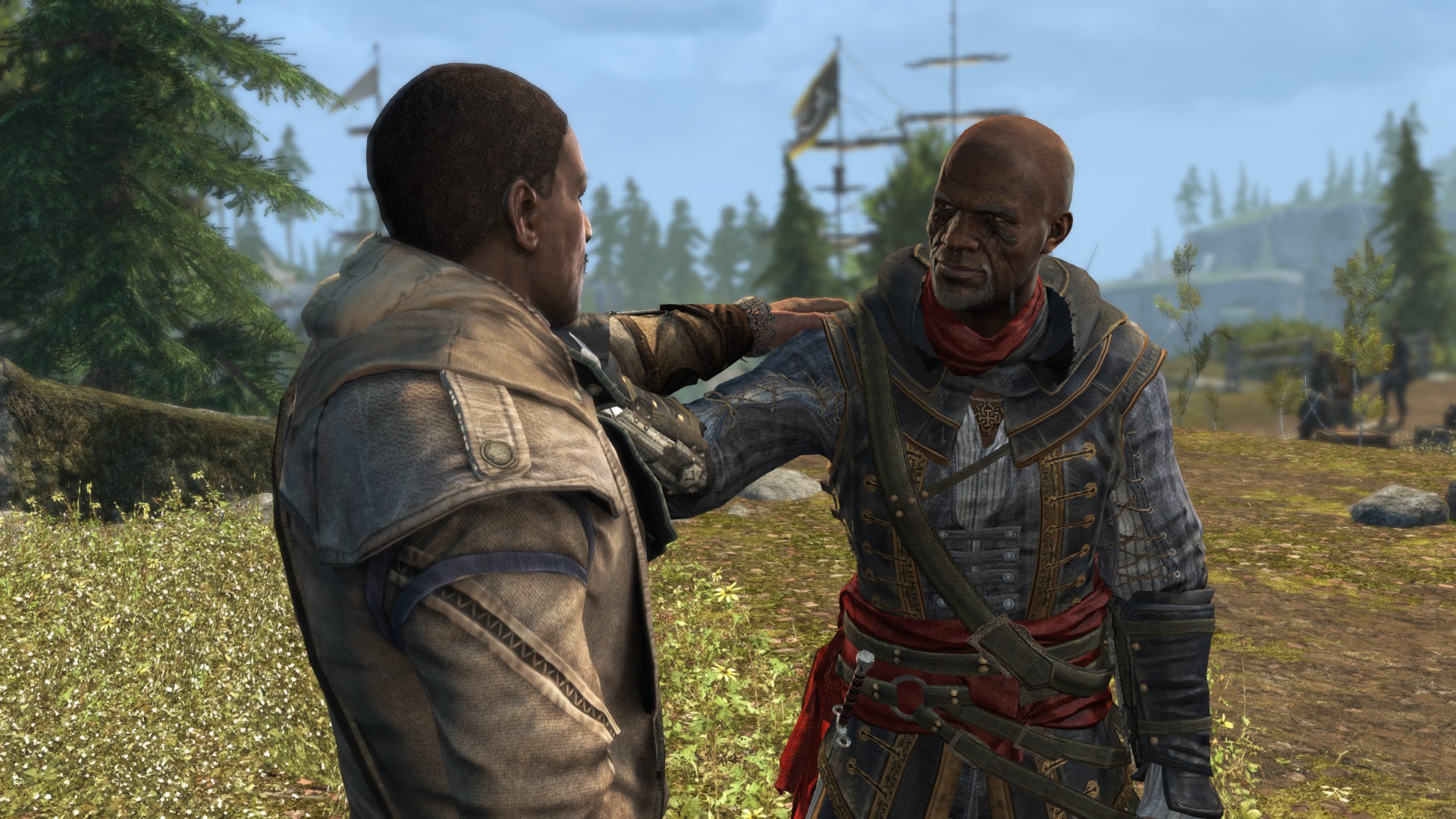A young Achilles (from AC3 ) and an old Adewale (from AC4 ).