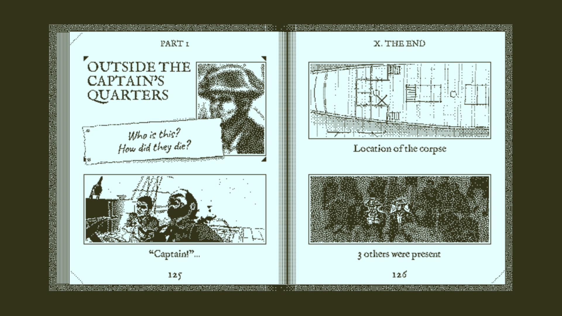 You solve each puzzle in your book by choosing the correct name, cause of death, and adversary.