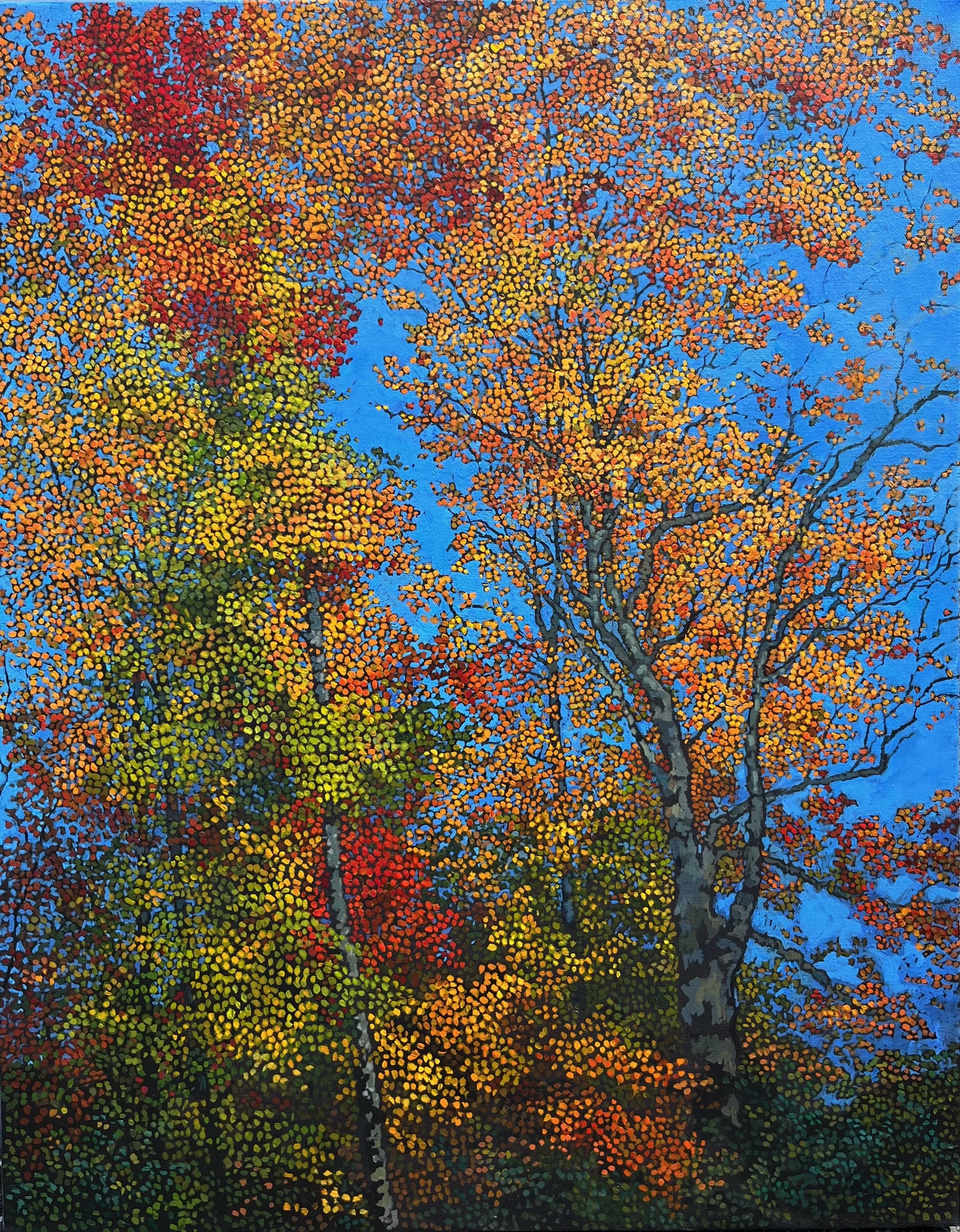 End of September, 28" x 22", Acrylic Paint, Black Gesso on Canvas, 2023