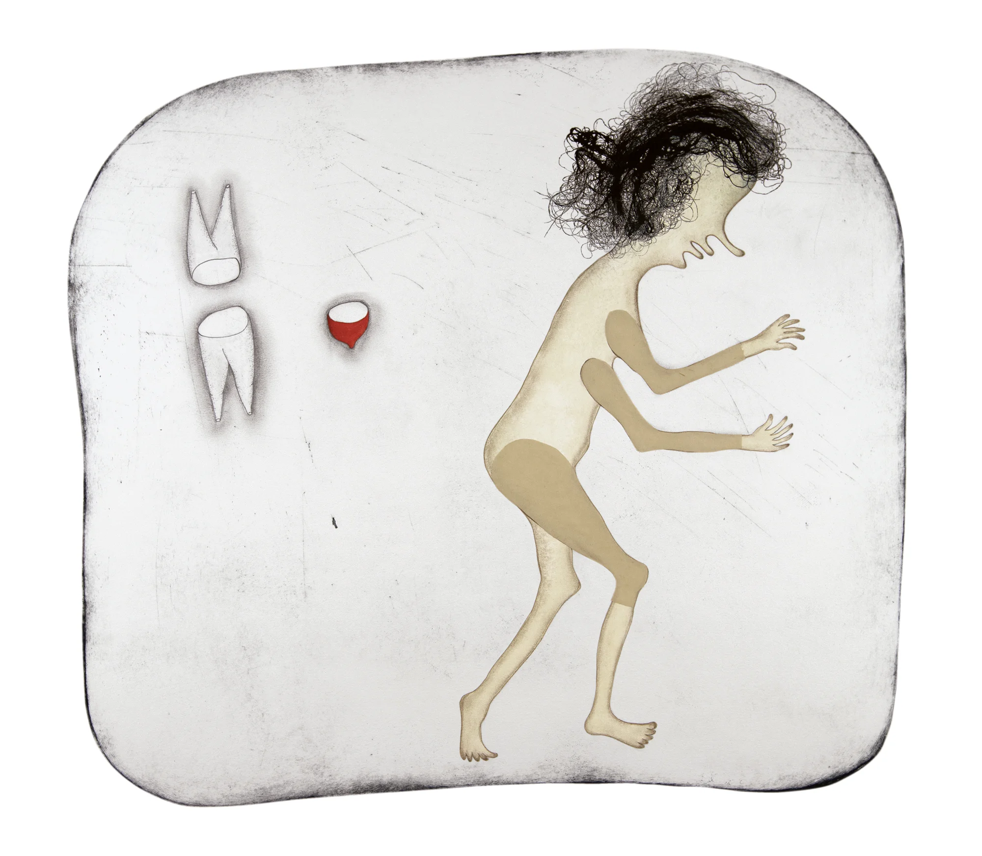   What the Pleasures Told Us (Stagger) , monotype with drawing and chine-collé, 22 x 24”, 2017   