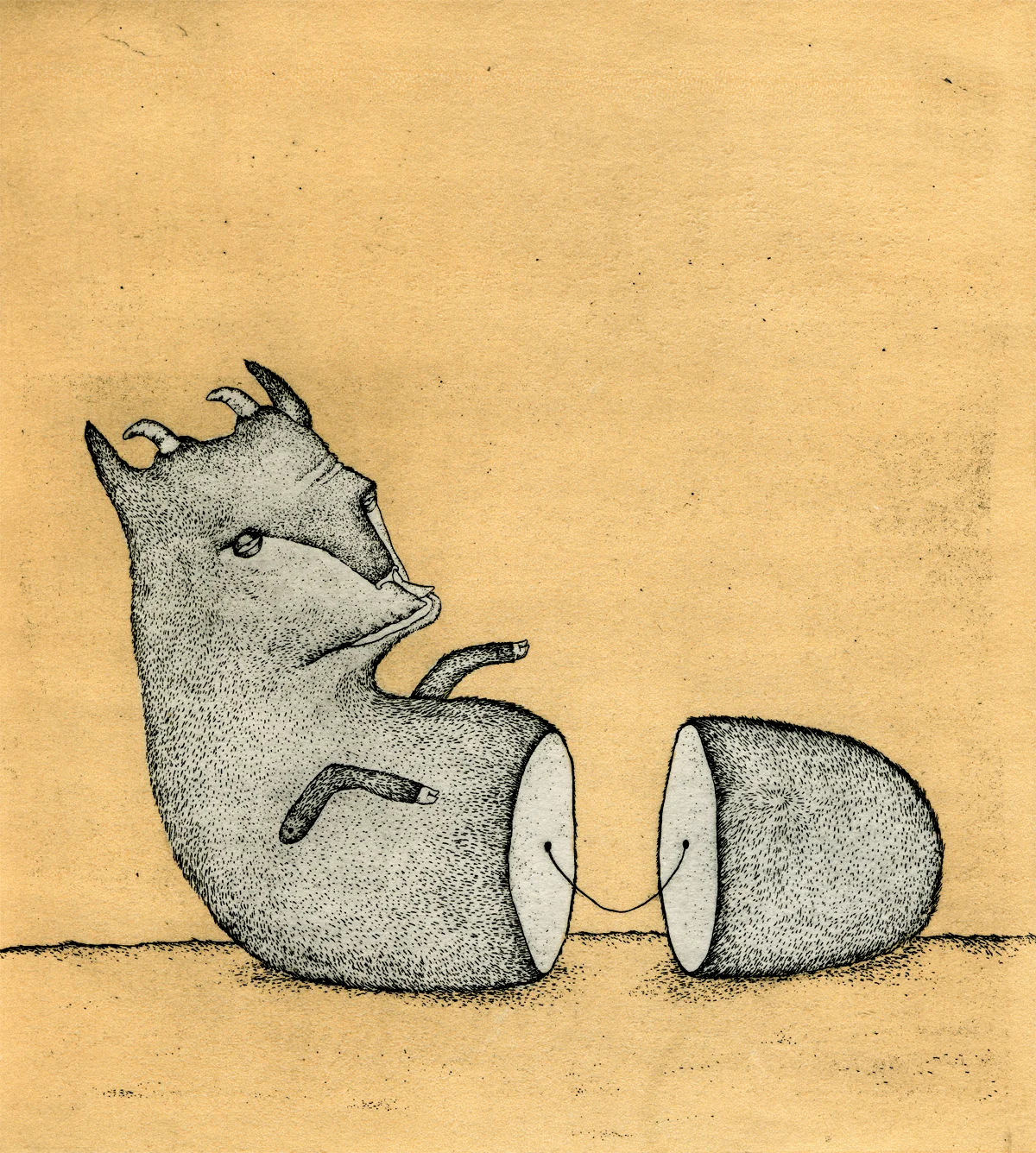 The Skeptic , intaglio with monotype, 9 x 8 in, 2015.