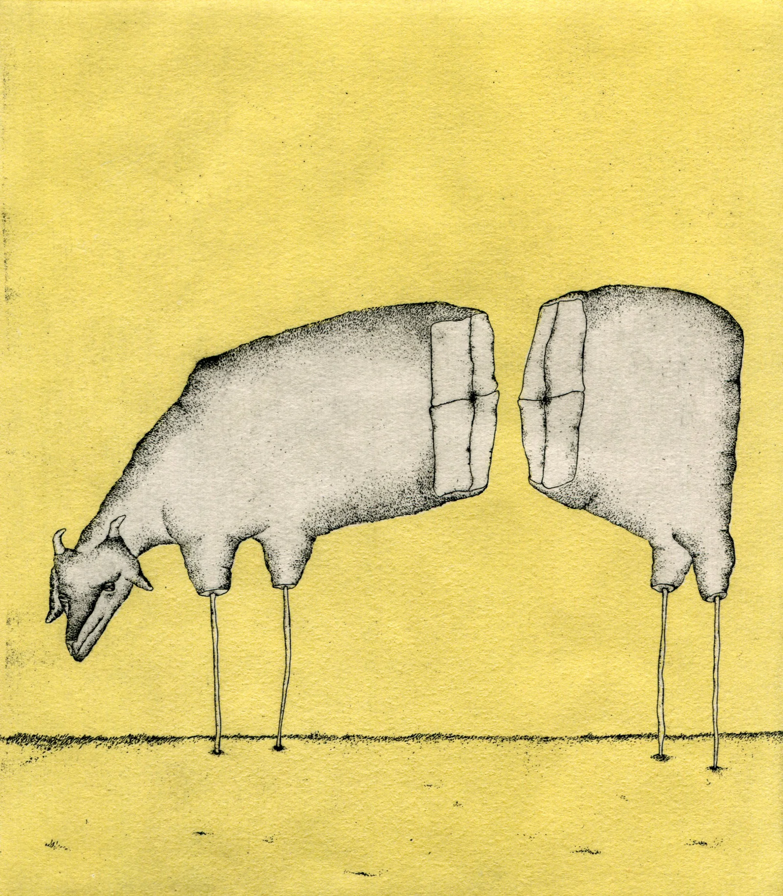 The Maven , intaglio with monotype, 9 x 8 in, 2015.