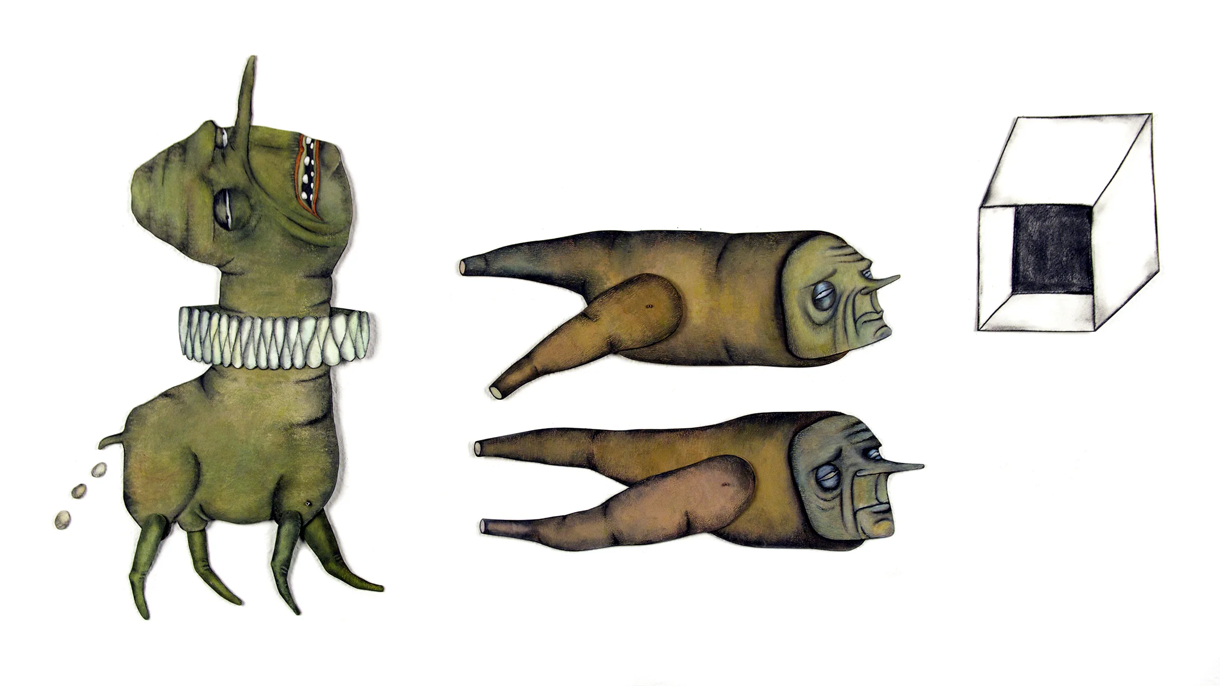   The Yam Men , acrylic on chip board, 2 x 4’, 2015     