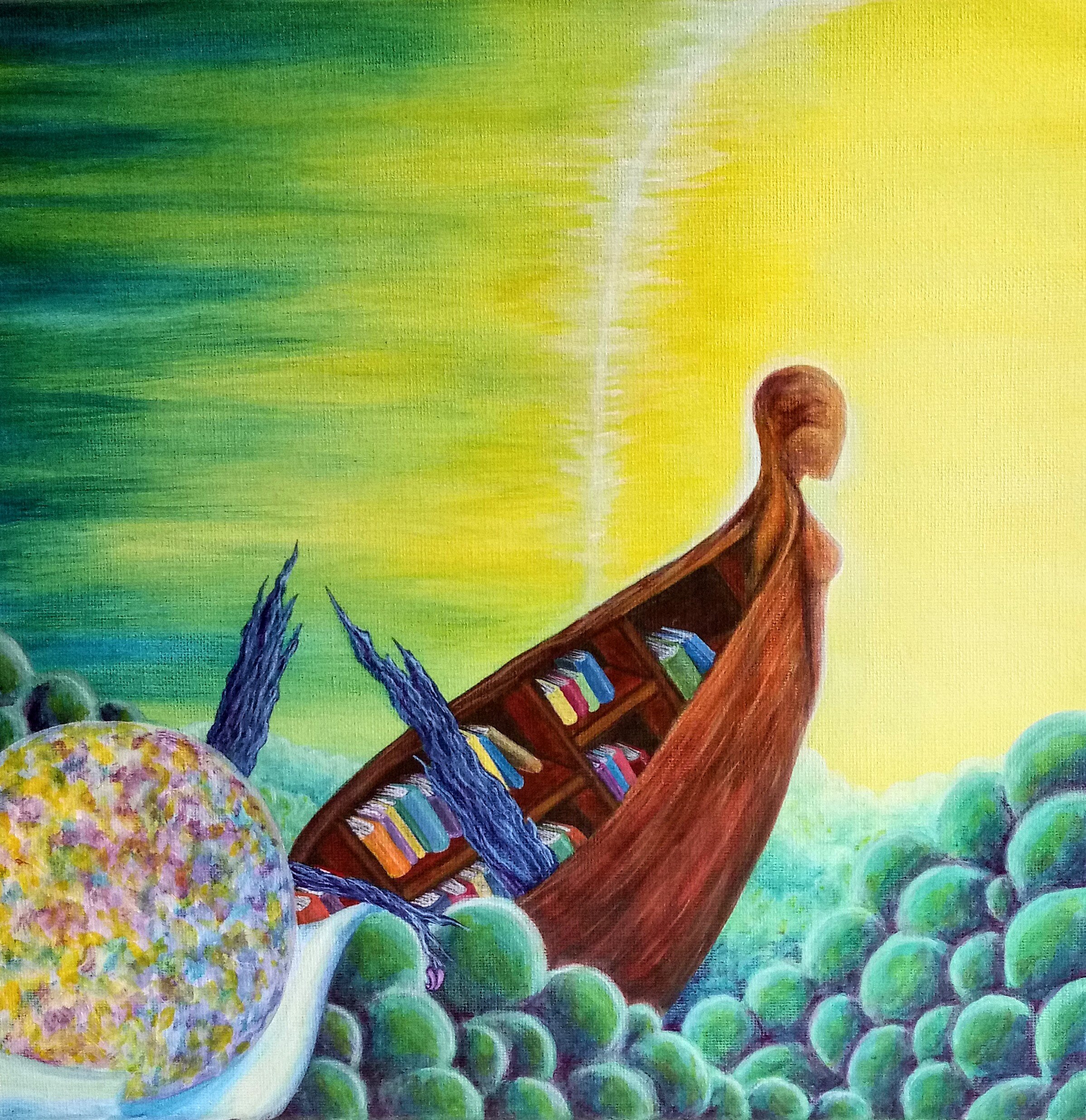 Dreamscape original acrylic and watercolor painting