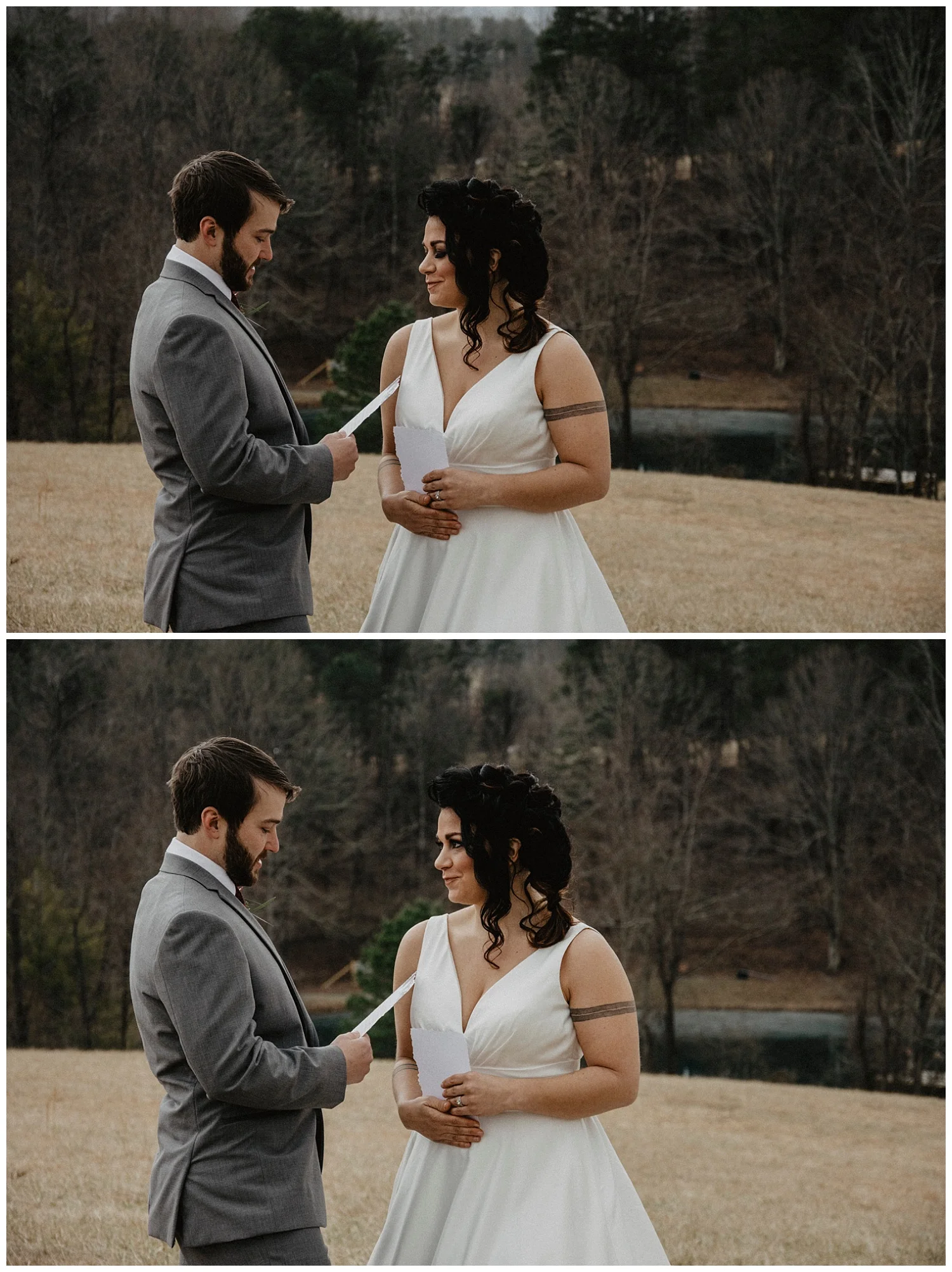 Bride and Groom reading vows