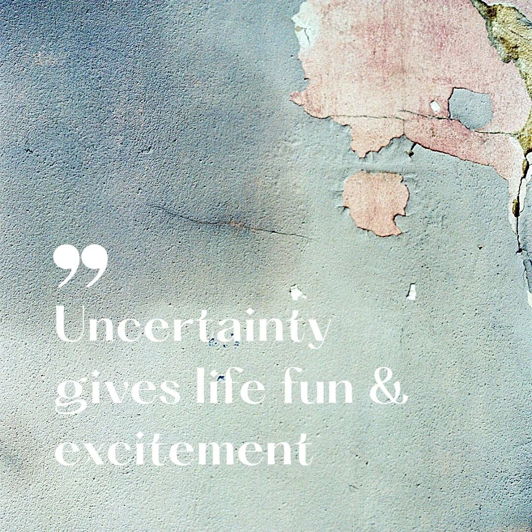 Which one are you when it comes to uncertainty? 
.
Embrace the unknown and get excited for what's coming next?
.
Or do you fear it?
.
When you think of the opposite, being certain of EVERYTHING, all of can think is... how boring. 
.
The magic is alwa