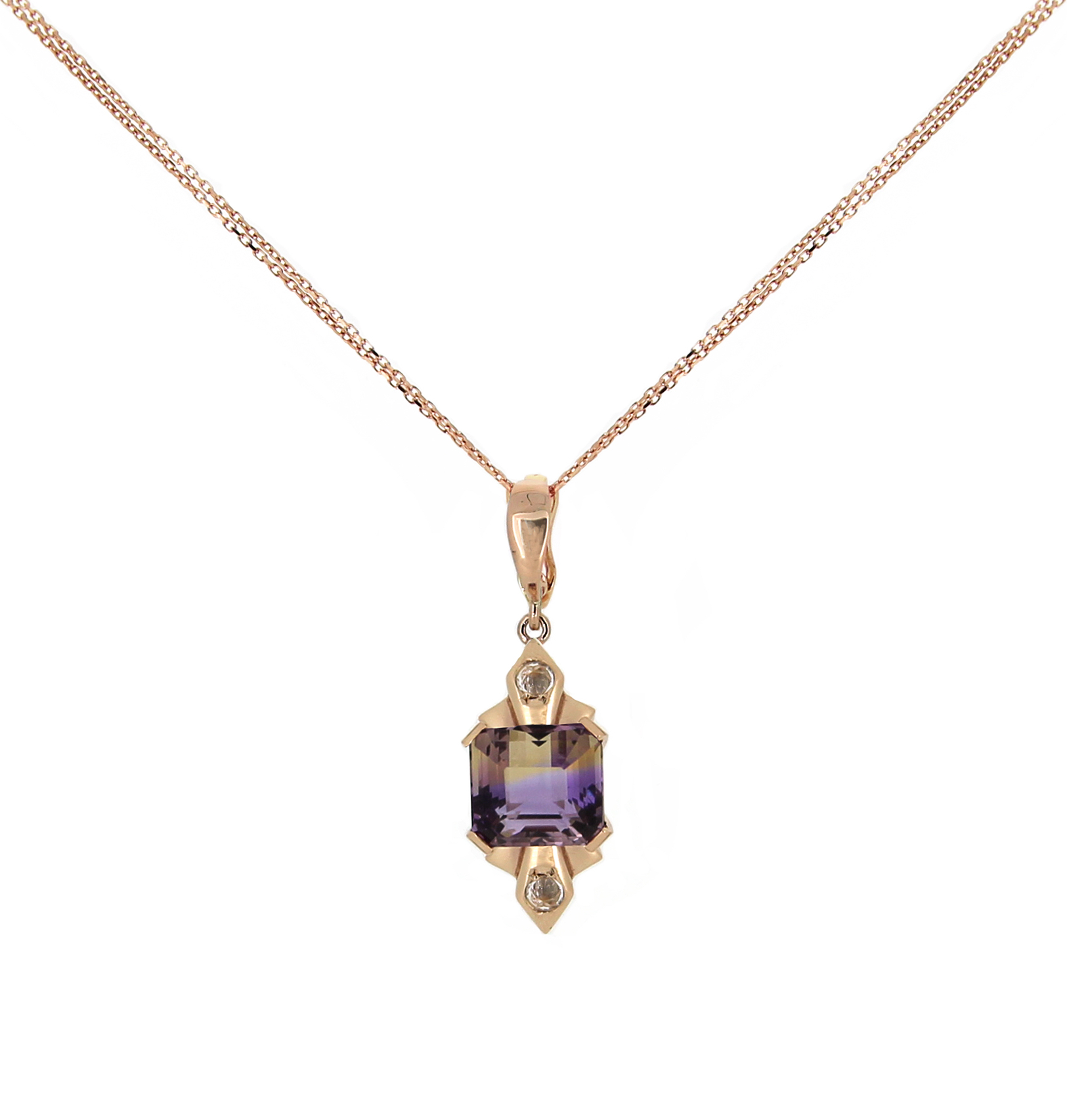 Ametrine, Rose Gold and White Sapphire Necklace.jpg