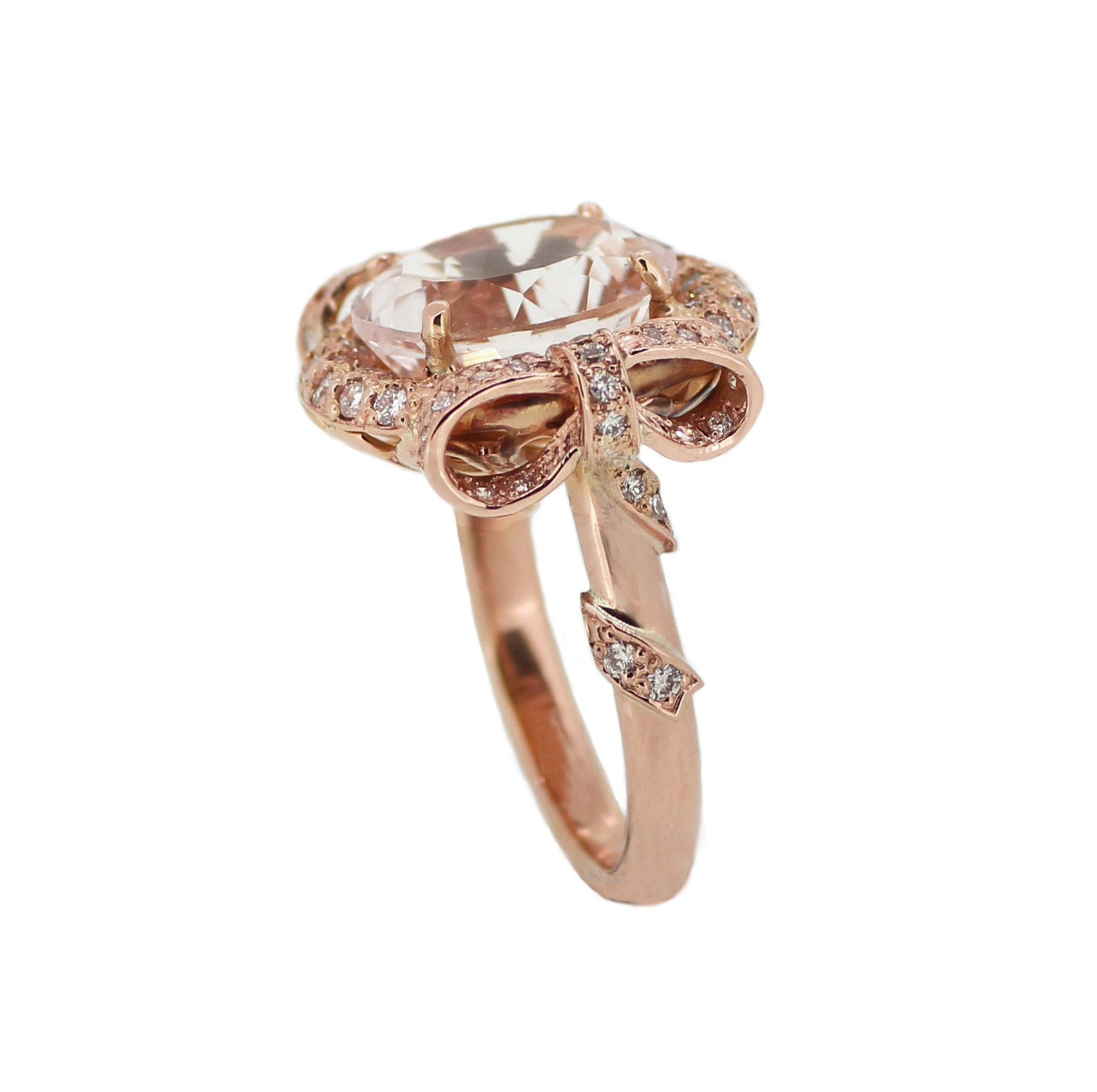 Morganite, Diamond & Rose Gold Bow Ring.jpg