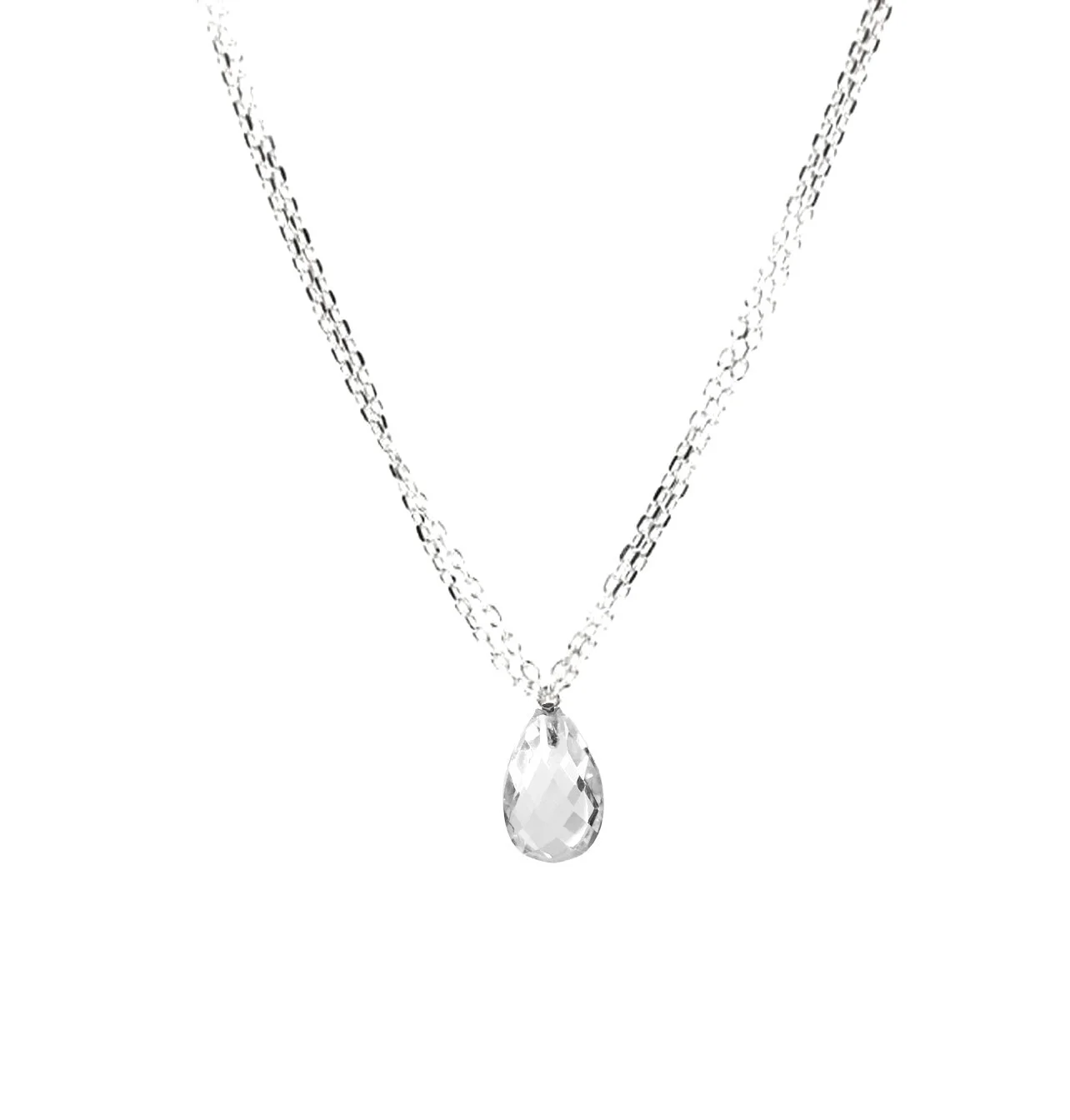 Quartz Briolette Necklace with diamond 