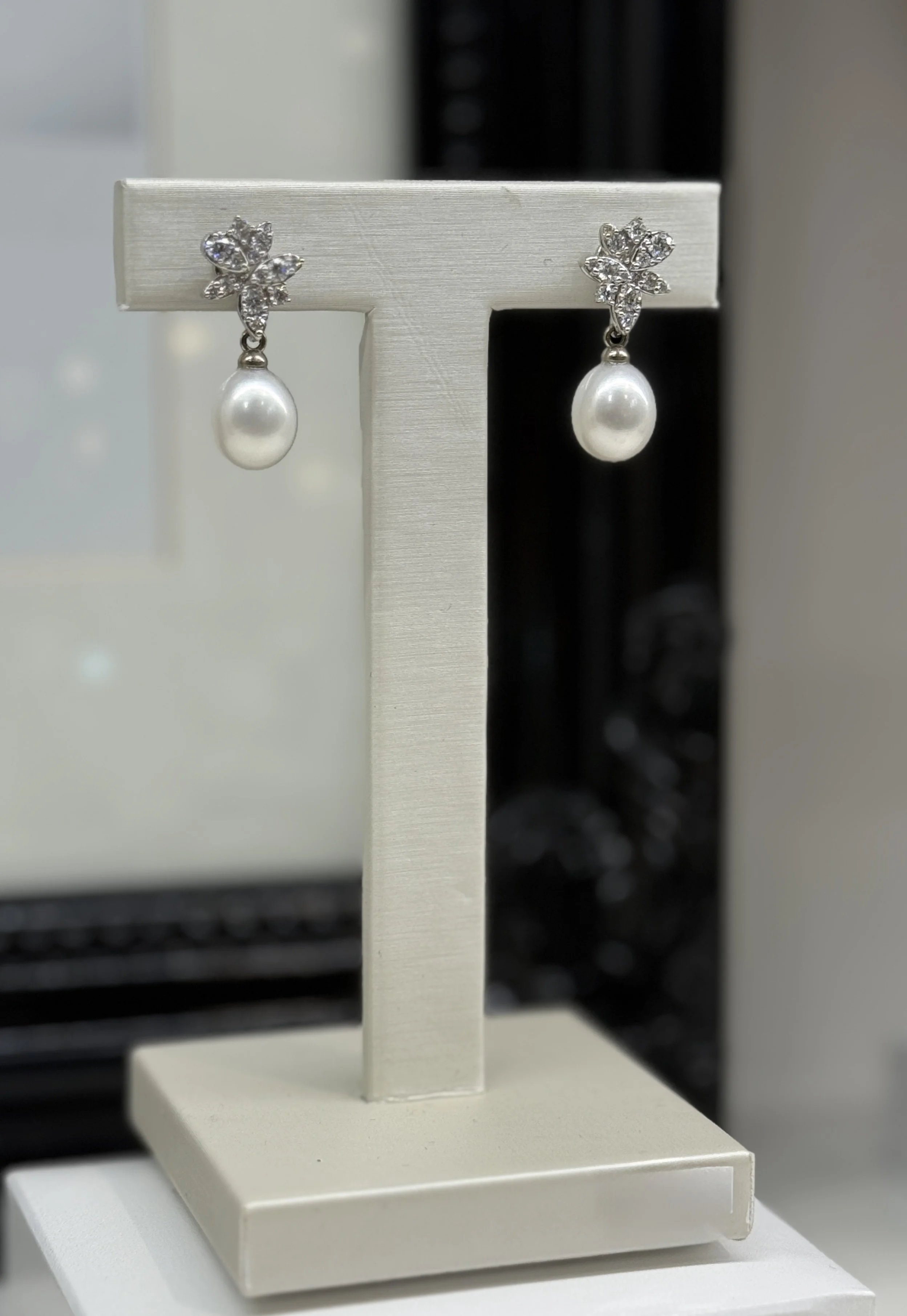 Diamond Cluster Earrings with removable pearl drops.jpg