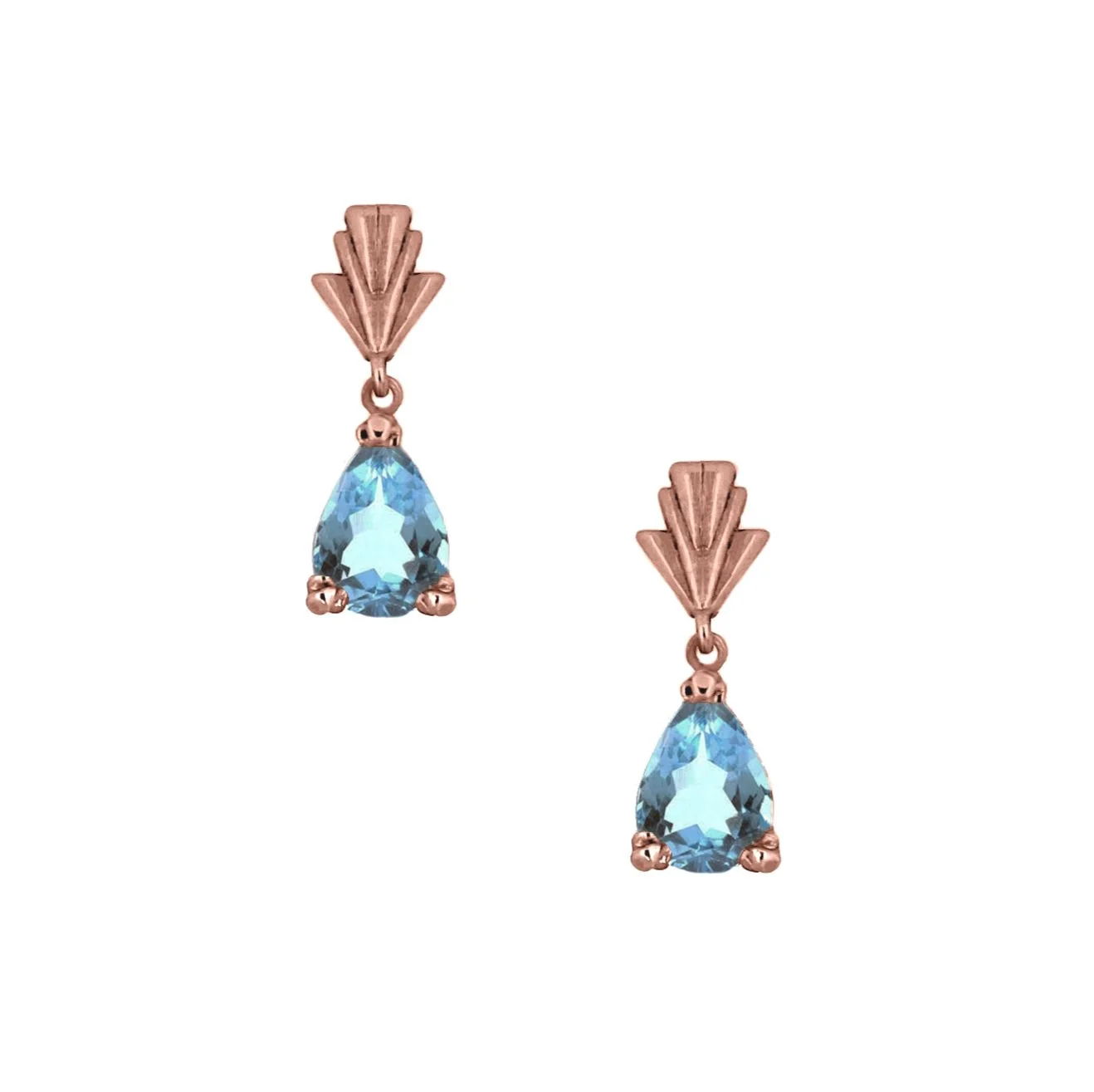 TORY and KO Jewellers Art Deco Blue Topaz Earrings in Rose Gold