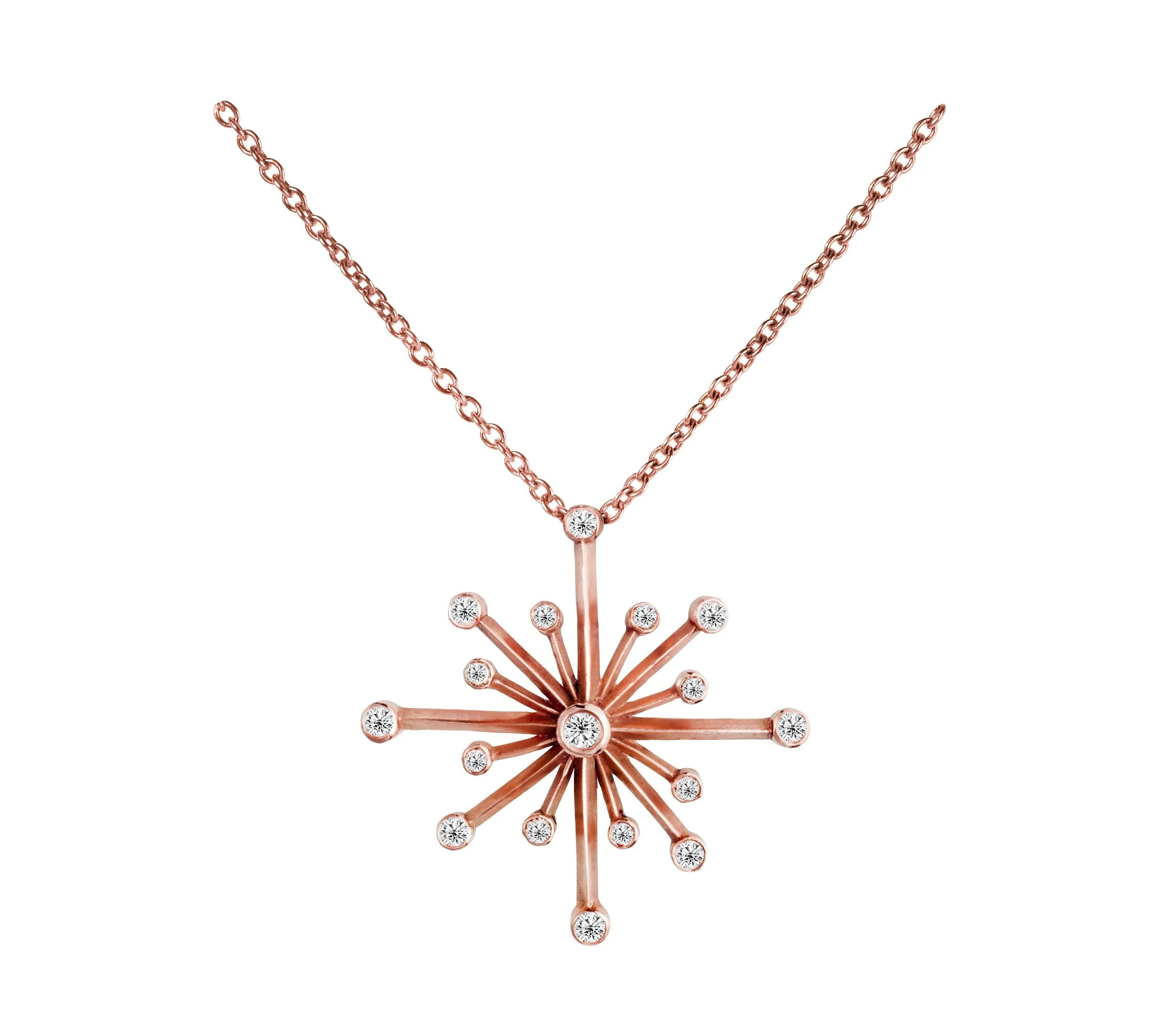 Rose Gold and Diamond Snowflake Necklace