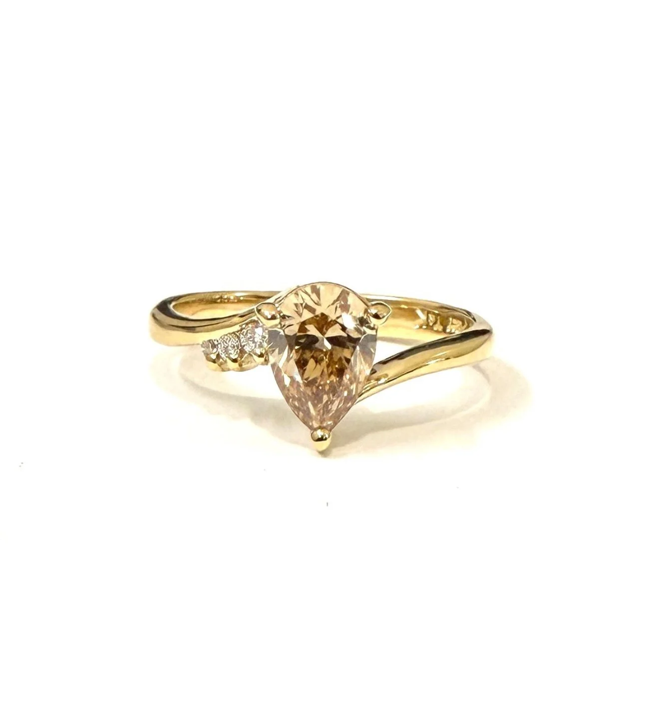 Champagne pear cut diamond engagement ring 2.jpg