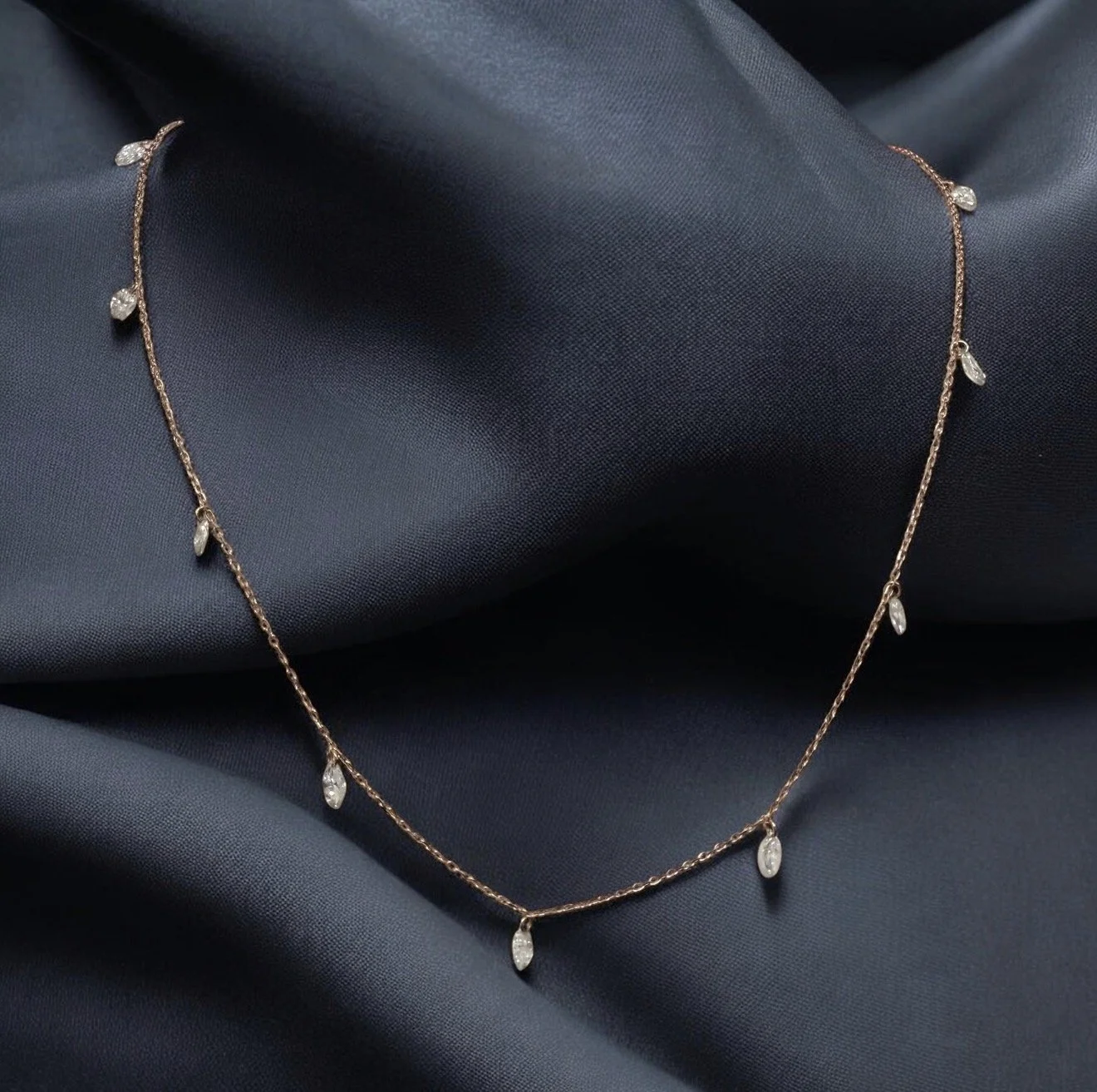 Marquise lab diamond dangle necklace 14ct Rose Gold.jpg