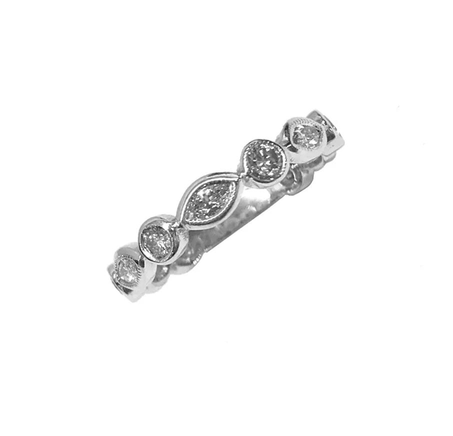 Marquise and Round Diamond Wedding Ring 18ct White Gold.jpg
