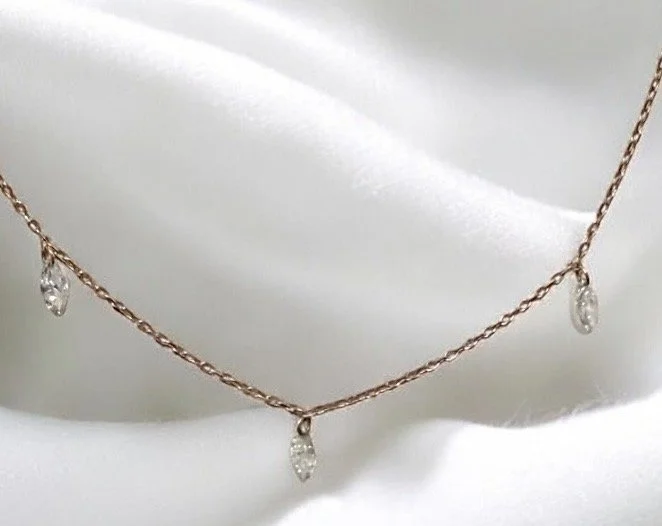Marquise lab diamond dangle necklace 14ct Rose Gold close up.jpg