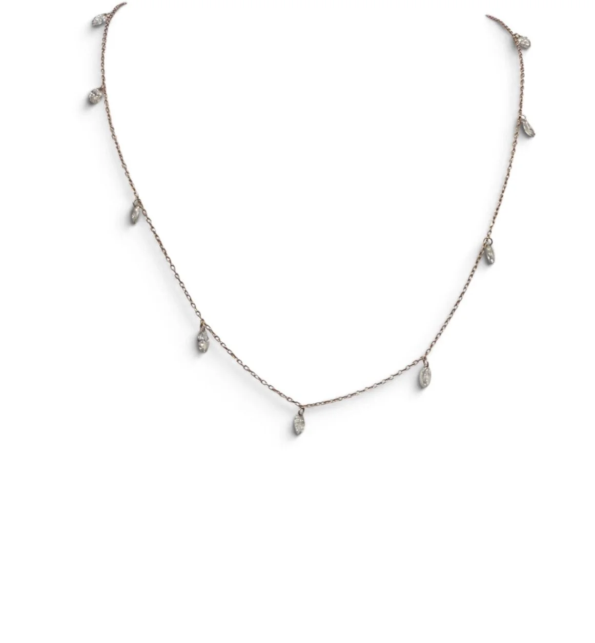 Marquise lab diamond dangle necklace 14ct Rose Gold 1.jpg