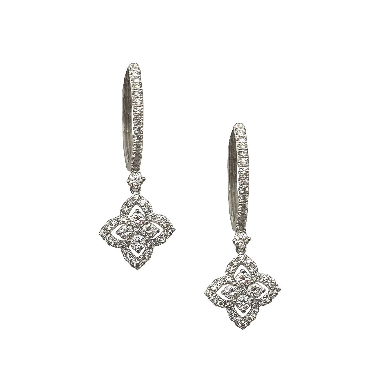 Diamond+Clover++Earrings+On+Diamond+Huggie+Hoops+18CT+WG.jpg